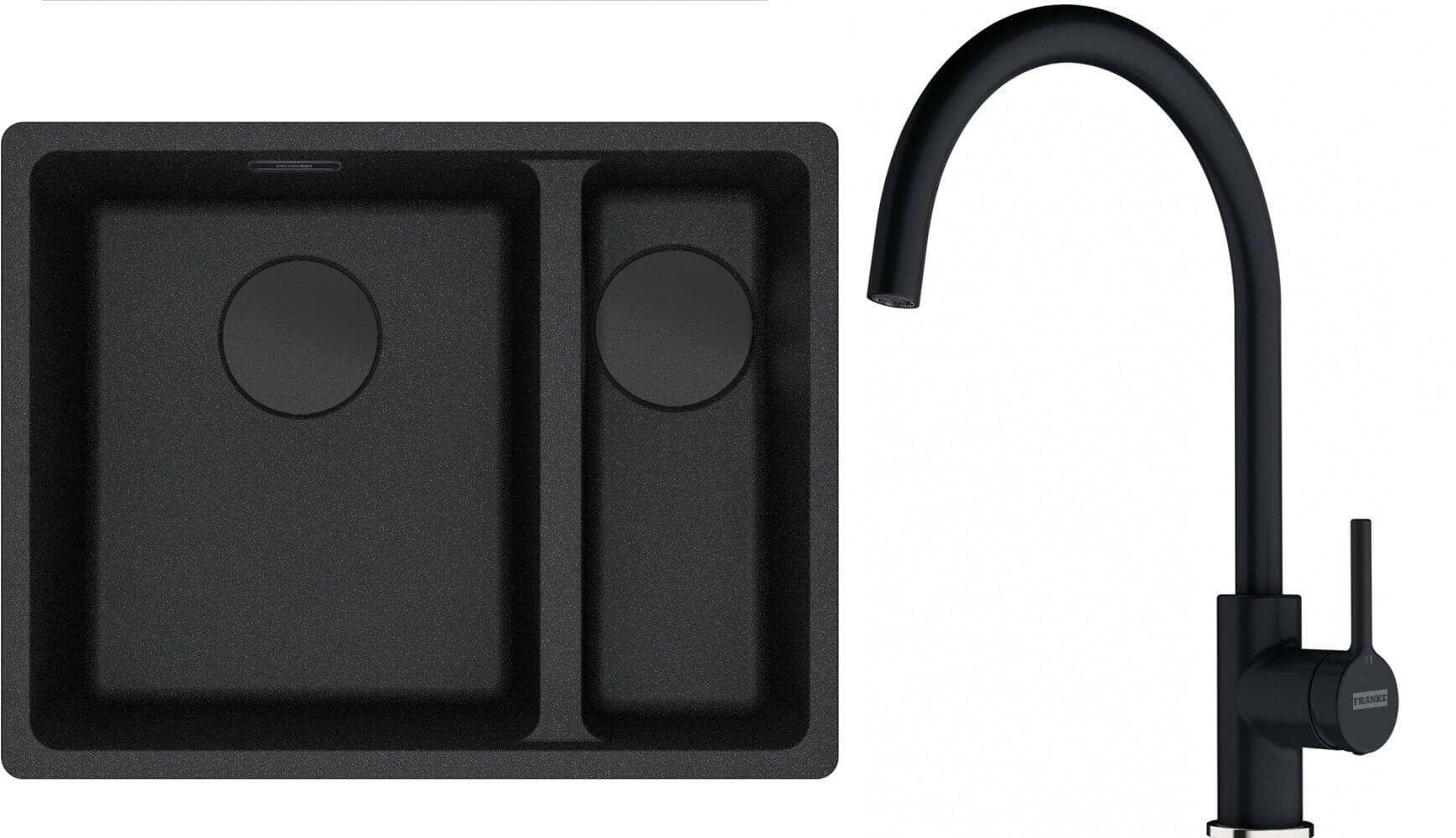 Conjunto fregadero de granito Franke Maris 125.0740.840, grifo de cocina Franke Lina 115.0626.020