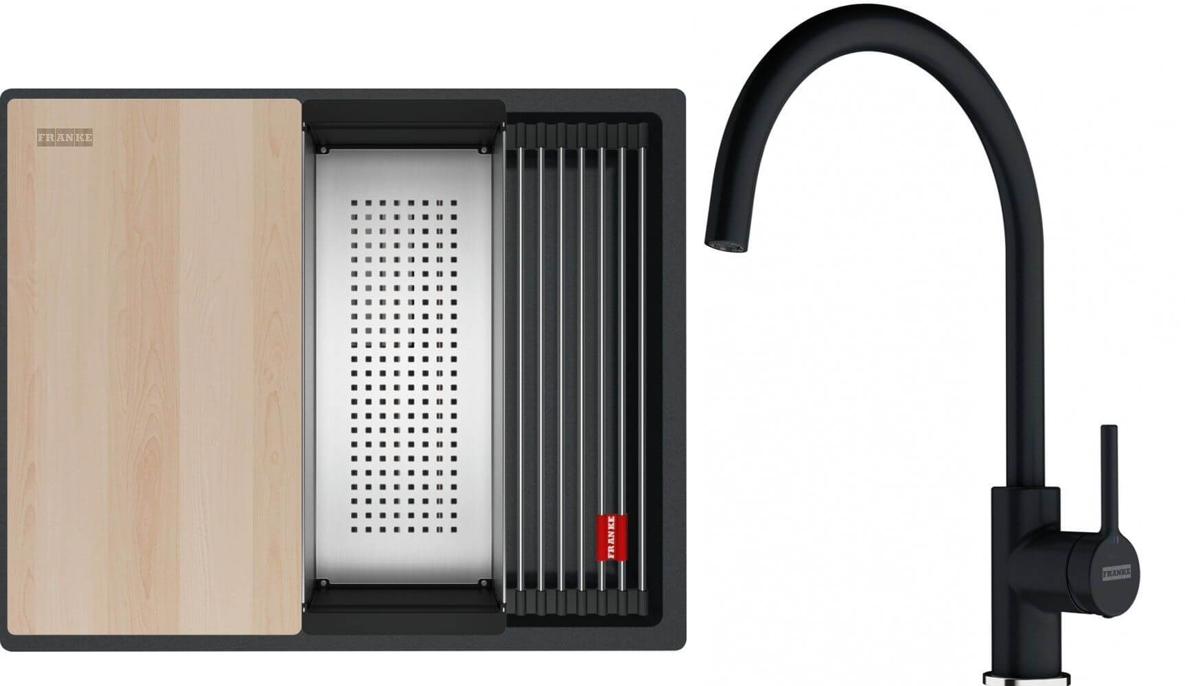 Conjunto fregadero de granito Franke Kanon 125.0749.660, grifo de cocina Franke Lina 115.0626.020