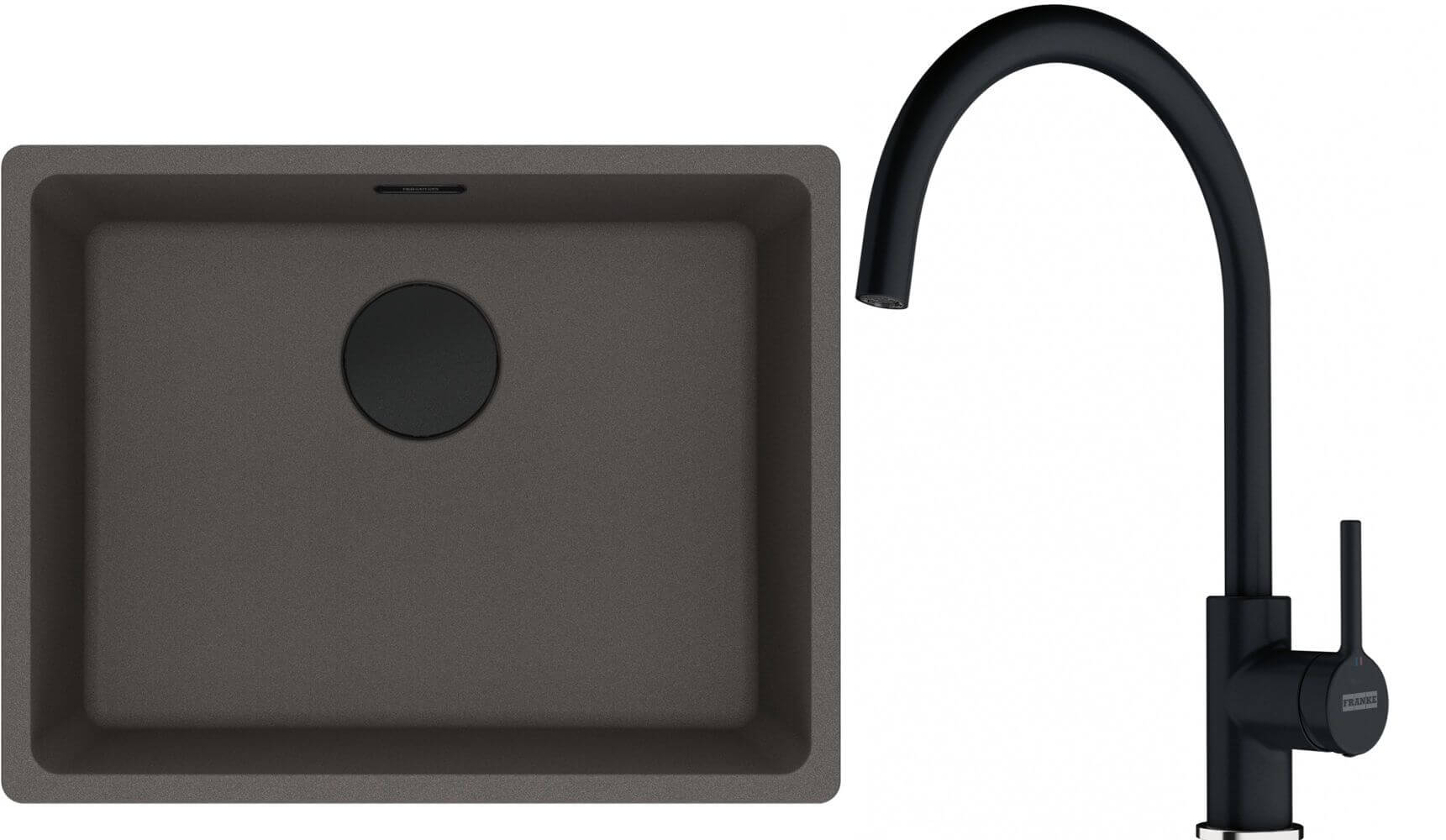 Conjunto fregadero de granito Franke Maris 125.0737.995, grifo de cocina Franke Lina 115.0626.020