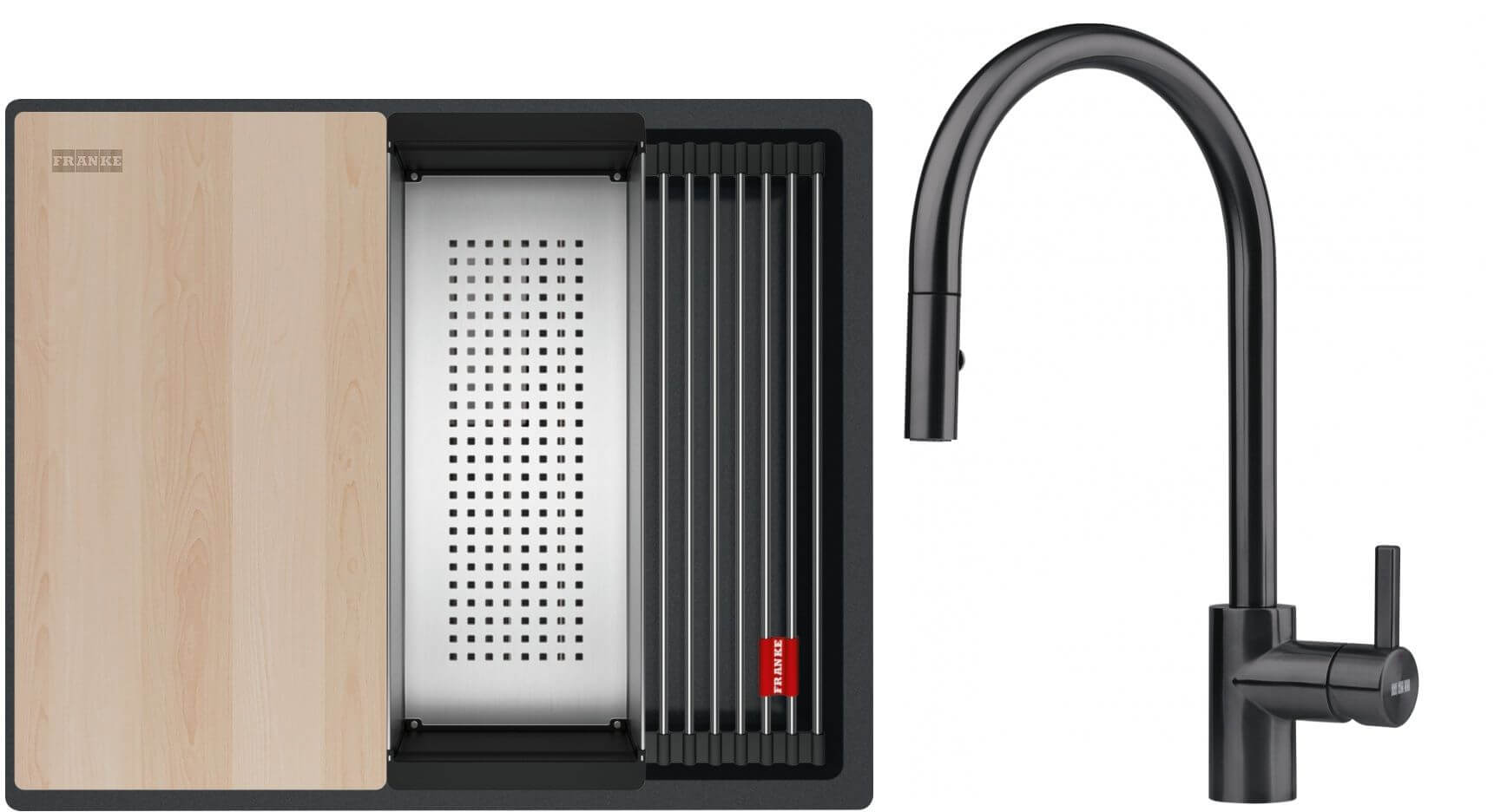 Conjunto fregadero de granito Franke Kanon 125.0749.660, grifo de cocina Franke Eos 115.0613.671