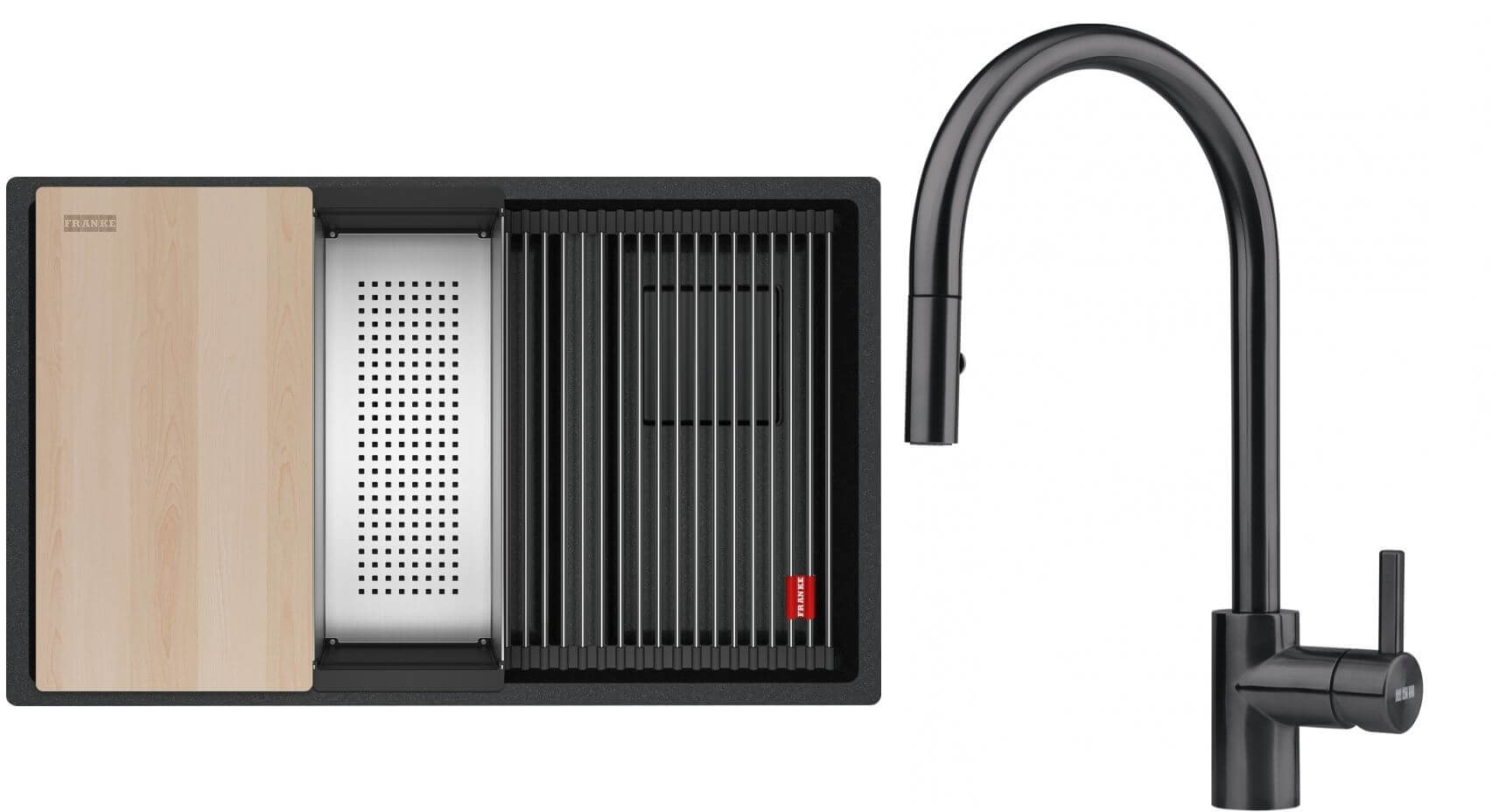 Conjunto fregadero de granito Franke Kanon 125.0749.684, grifo de cocina Franke Eos 115.0613.671