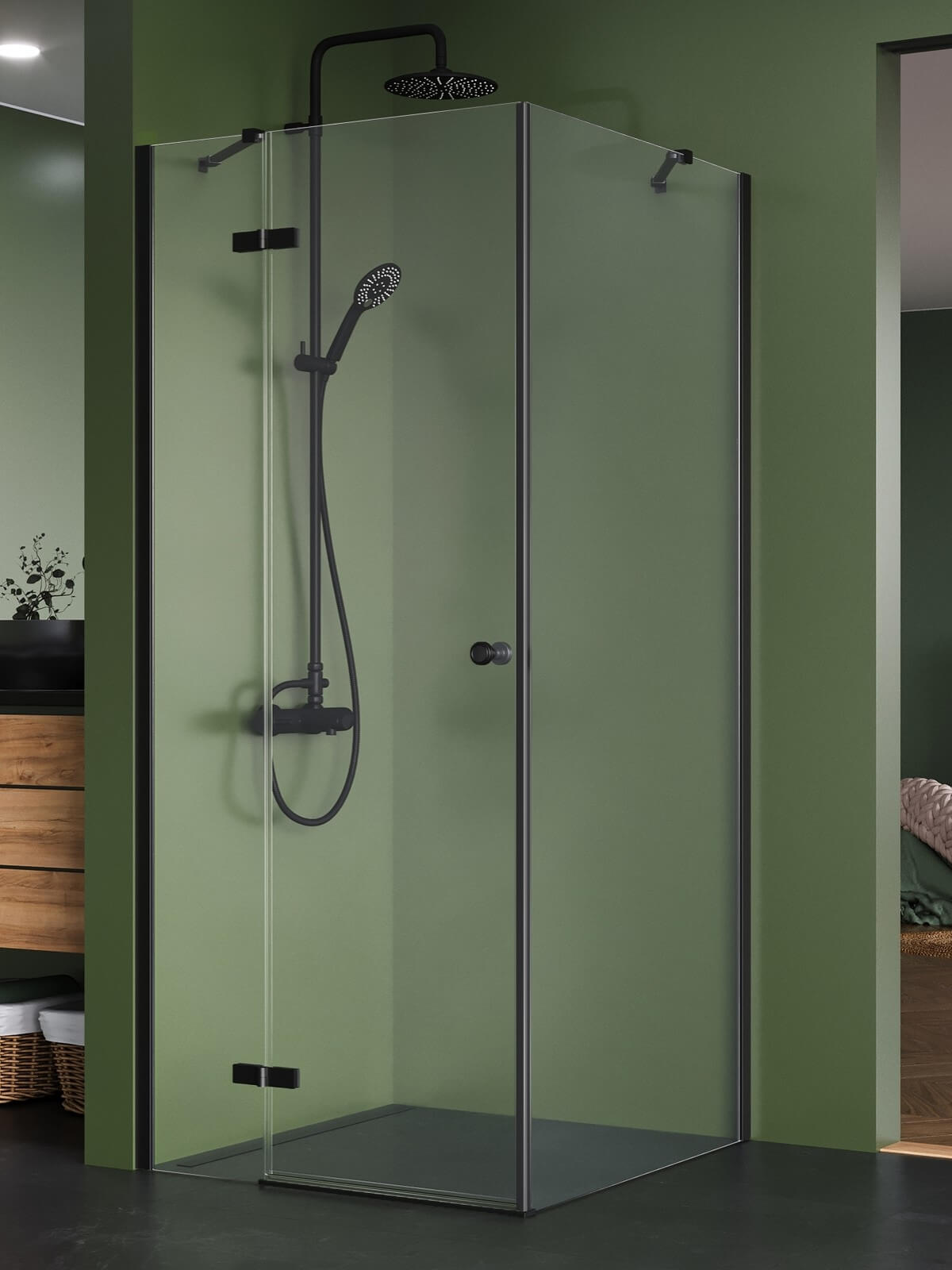 New Trendy Kalibra Black cabina de ducha 90x70 cm rectangular negro mate/vidrio transparente K-5045
