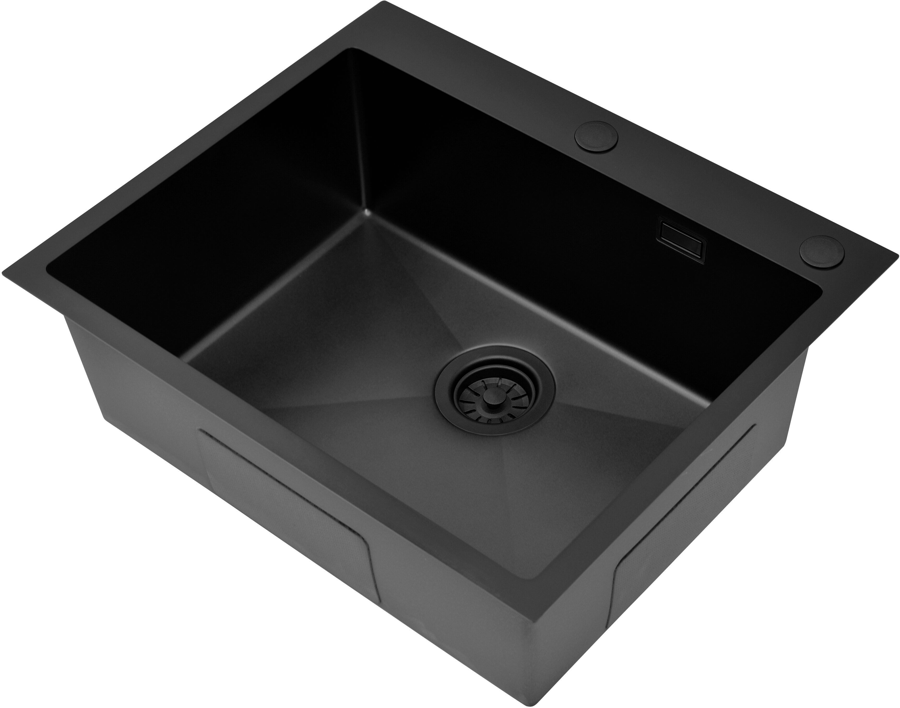 Ruvetti Masivo fregadero con dispensador 60x50 cm negro 5002M_PVD_BL60_W