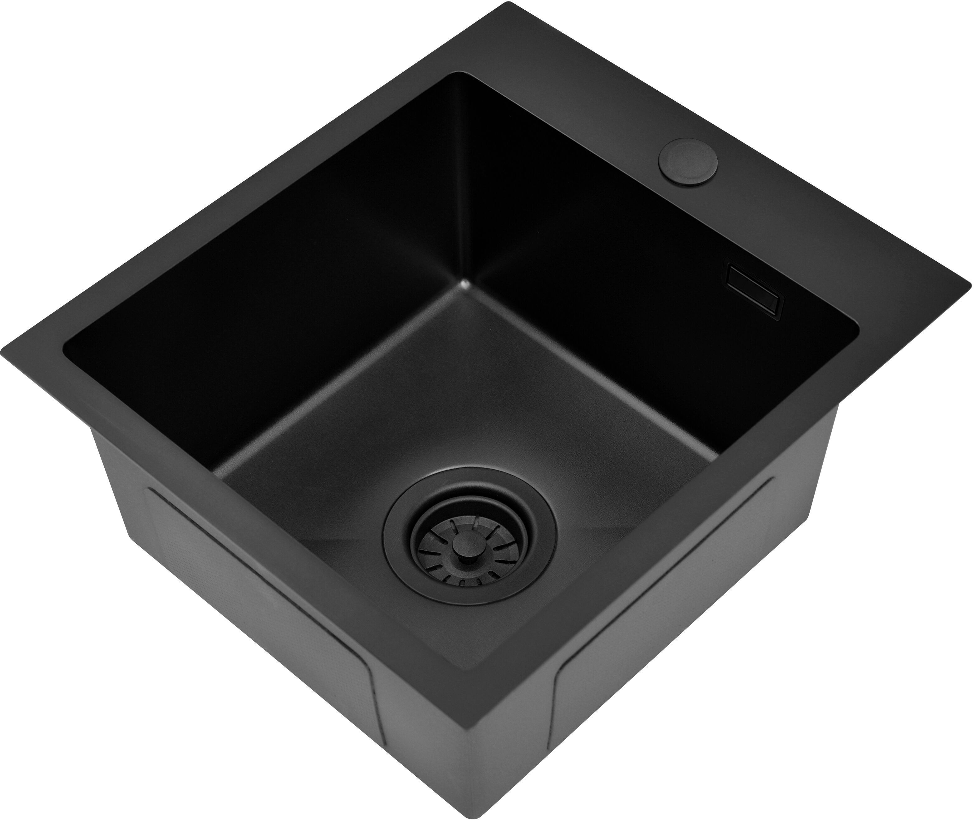 Ruvetti Masivo fregadero de acero 50x40 cm negro 5002M_PVD_BL40_W
