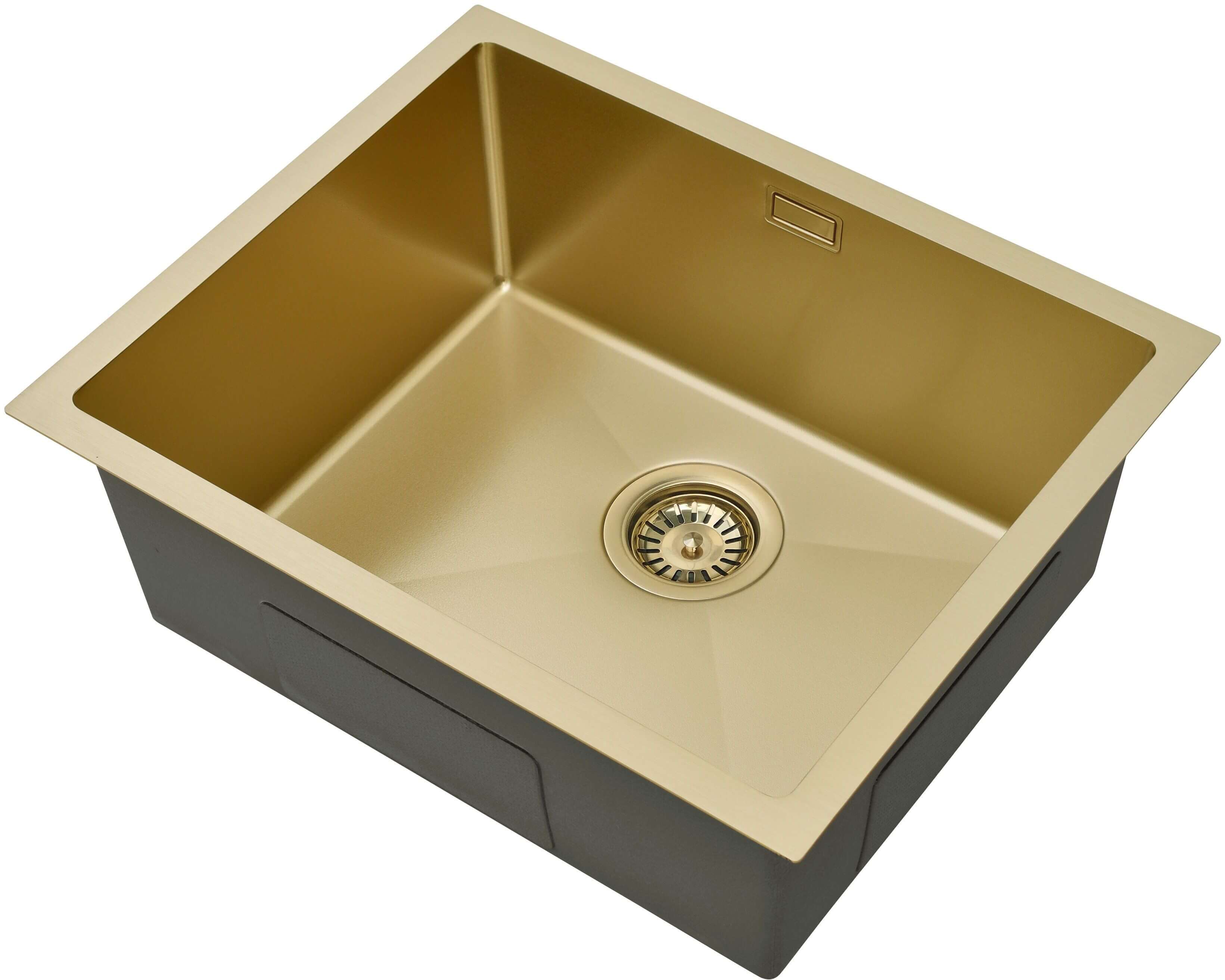 Ruvetti Stelio fregadero de acero con sifón 54x44 cm dorado 5001S_PVD_CH60_P