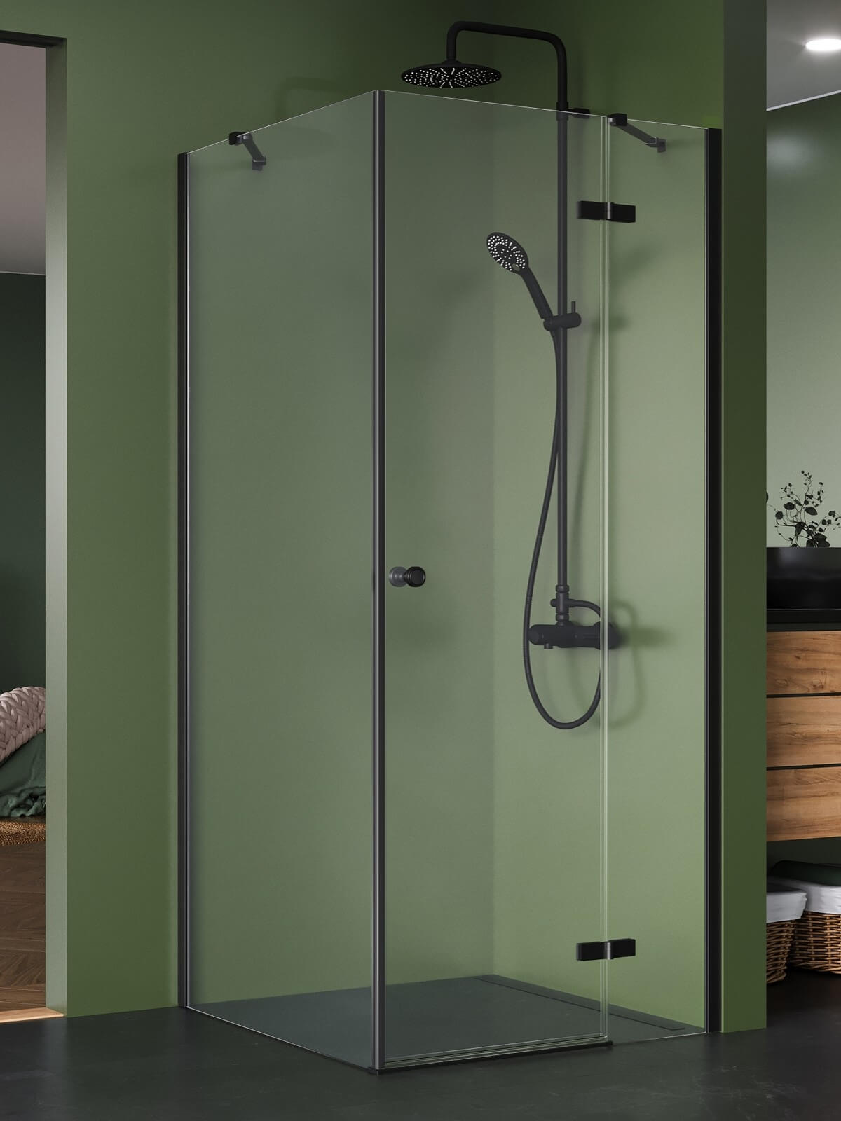 New Trendy Kalibra Black cabina de ducha 100x80 cm rectangular negro mate/vidrio transparente K-5070