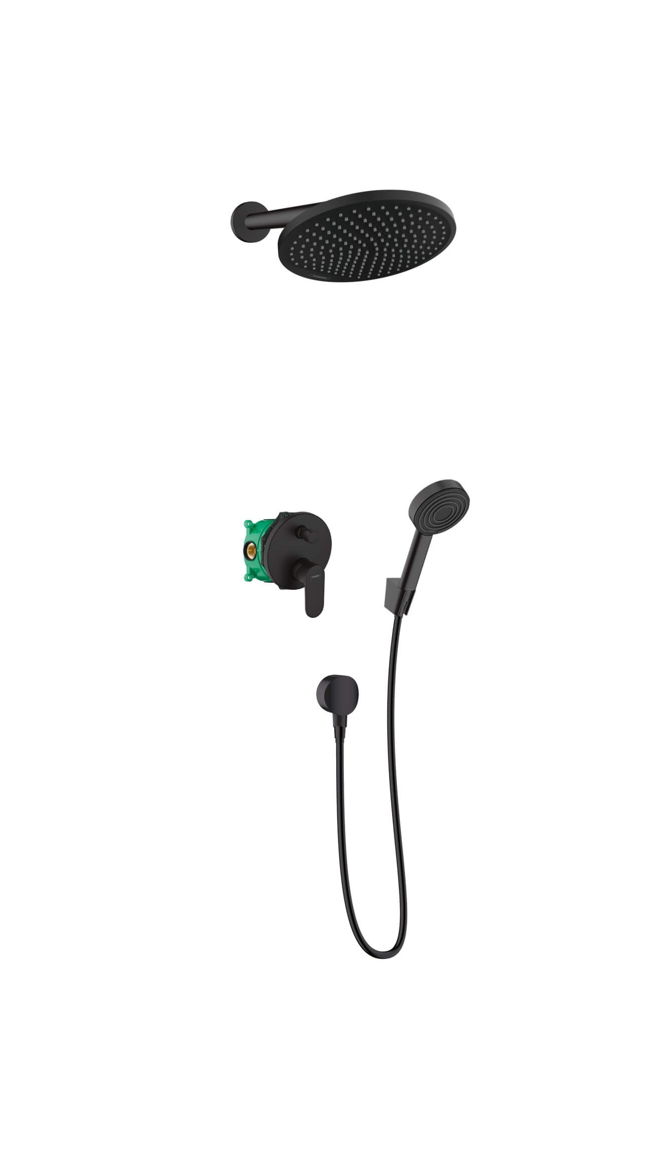 Hansgrohe Vernis conjunto de ducha empotrado con rociador con efecto lluvia negro 88002340