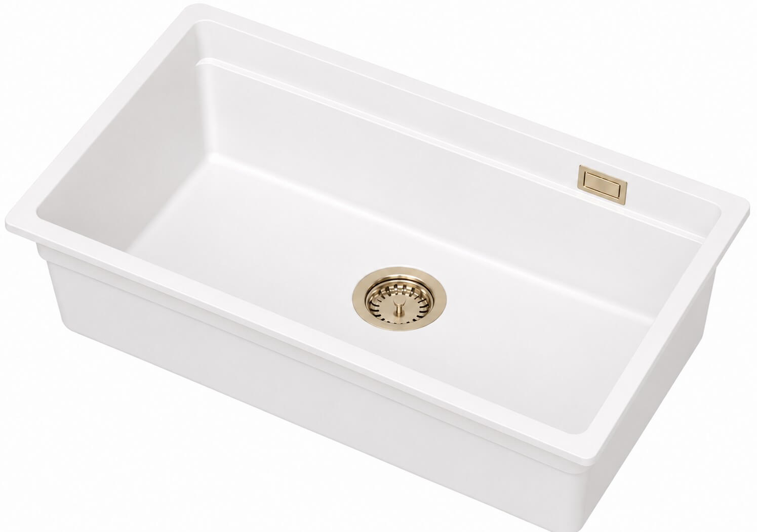 Ruvetti Latios fregadero de granito 74.5x43.5 cm blanco 3001LA_WH80_P-PVDCH