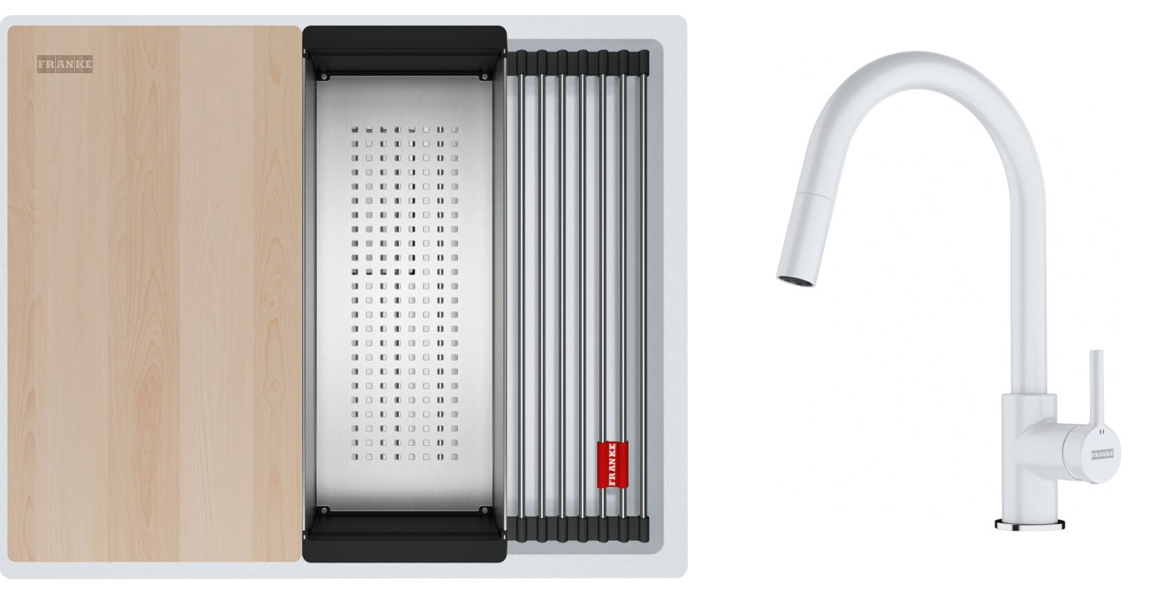 Conjunto fregadero de granito Franke Kanon 125.0749.655, grifo de cocina Franke Lina 115.0626.081