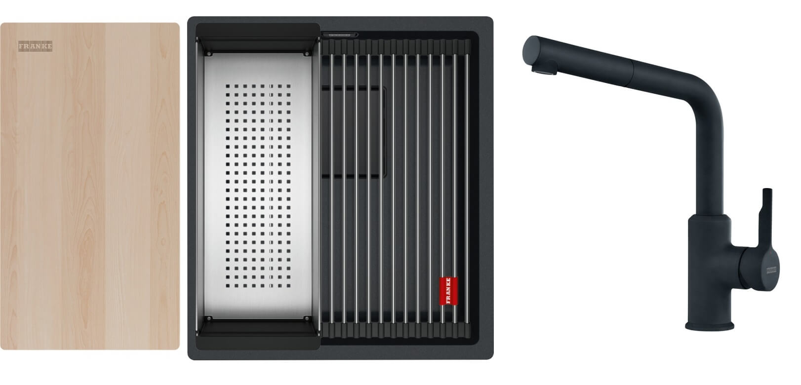 Conjunto fregadero de granito Franke Kanon 125.0749.652, grifo de cocina Franke Urban 115.0627.523