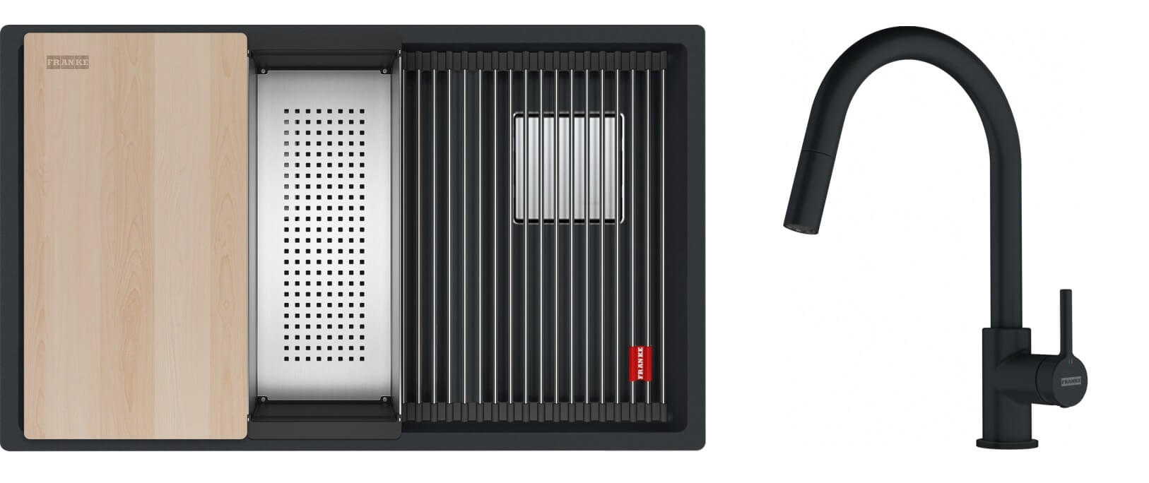 Conjunto fregadero de granito Franke Kanon 125.0749.681, grifo de cocina Franke Lina 115.0626.053
