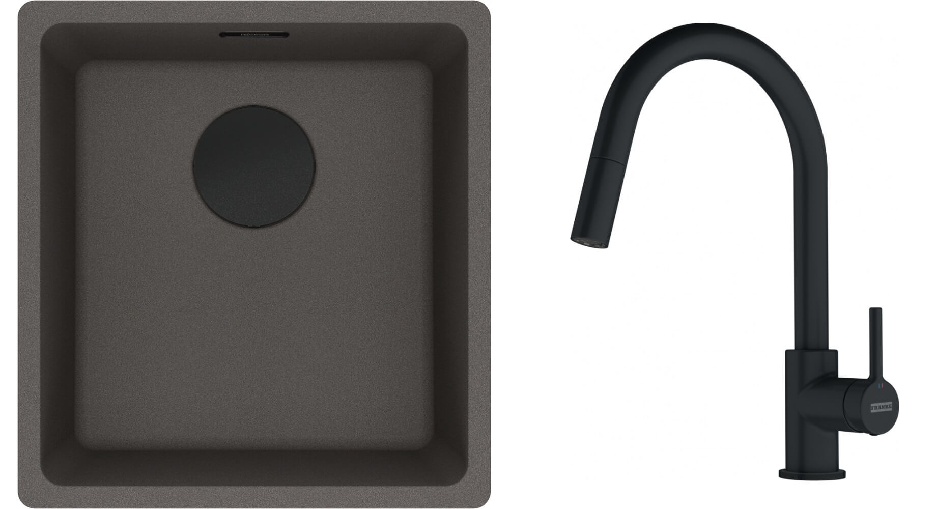 Conjunto fregadero de granito Franke Maris 125.0737.996, grifo de cocina Franke Lina 115.0626.053
