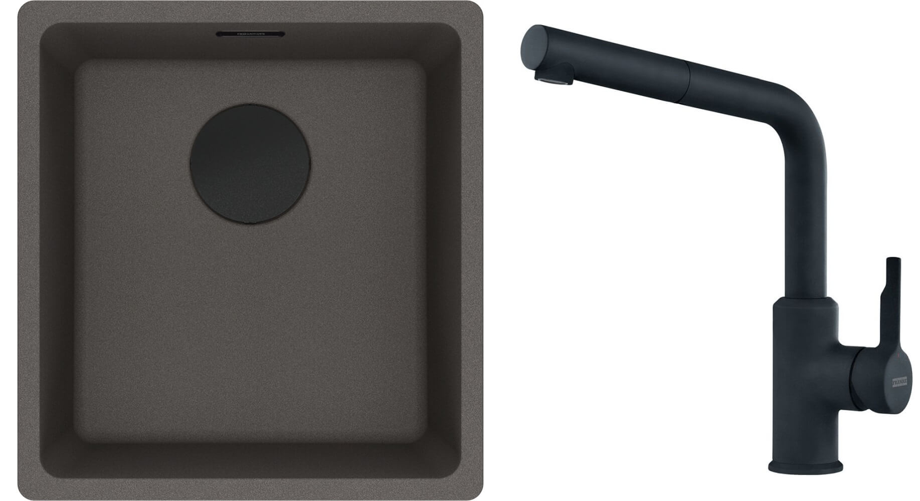 Conjunto fregadero de granito Franke Maris 125.0737.996, grifo de cocina Franke Urban 115.0627.523