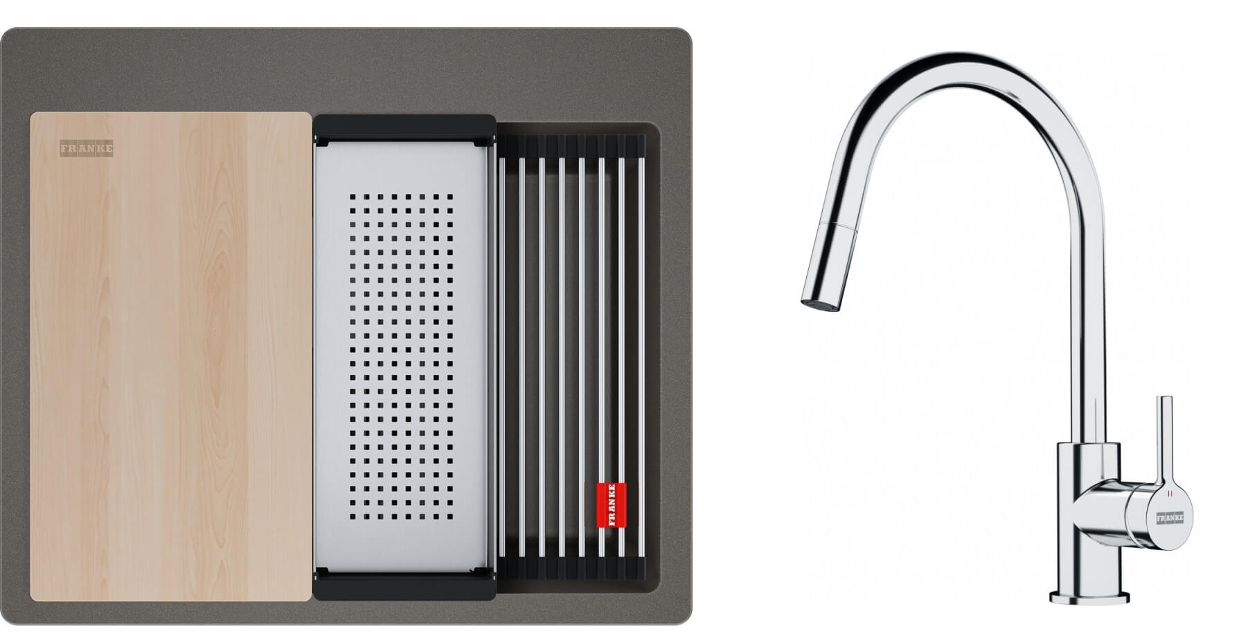 Conjunto fregadero de granito Franke Kanon 114.0749.633, grifo de cocina Franke Lina 115.0693.229