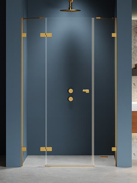 New Trendy Eventa Gold Brushed puerta de ducha 170 cm oscilante oro cepillado/vidrio transparente EXK-8239