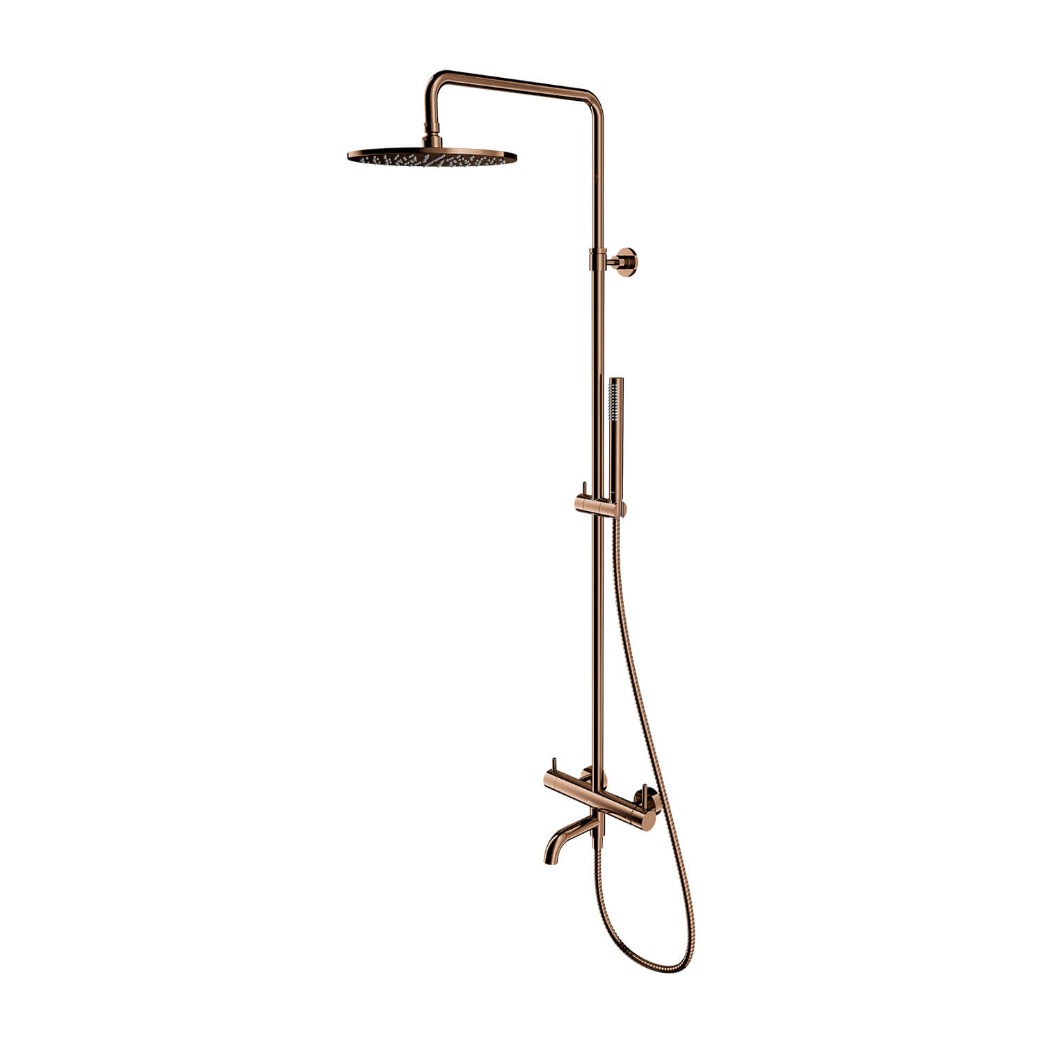 Omnires Y conjunto bañera/ducha a pared con rociador con efecto lluvia cobre Y1234MCP