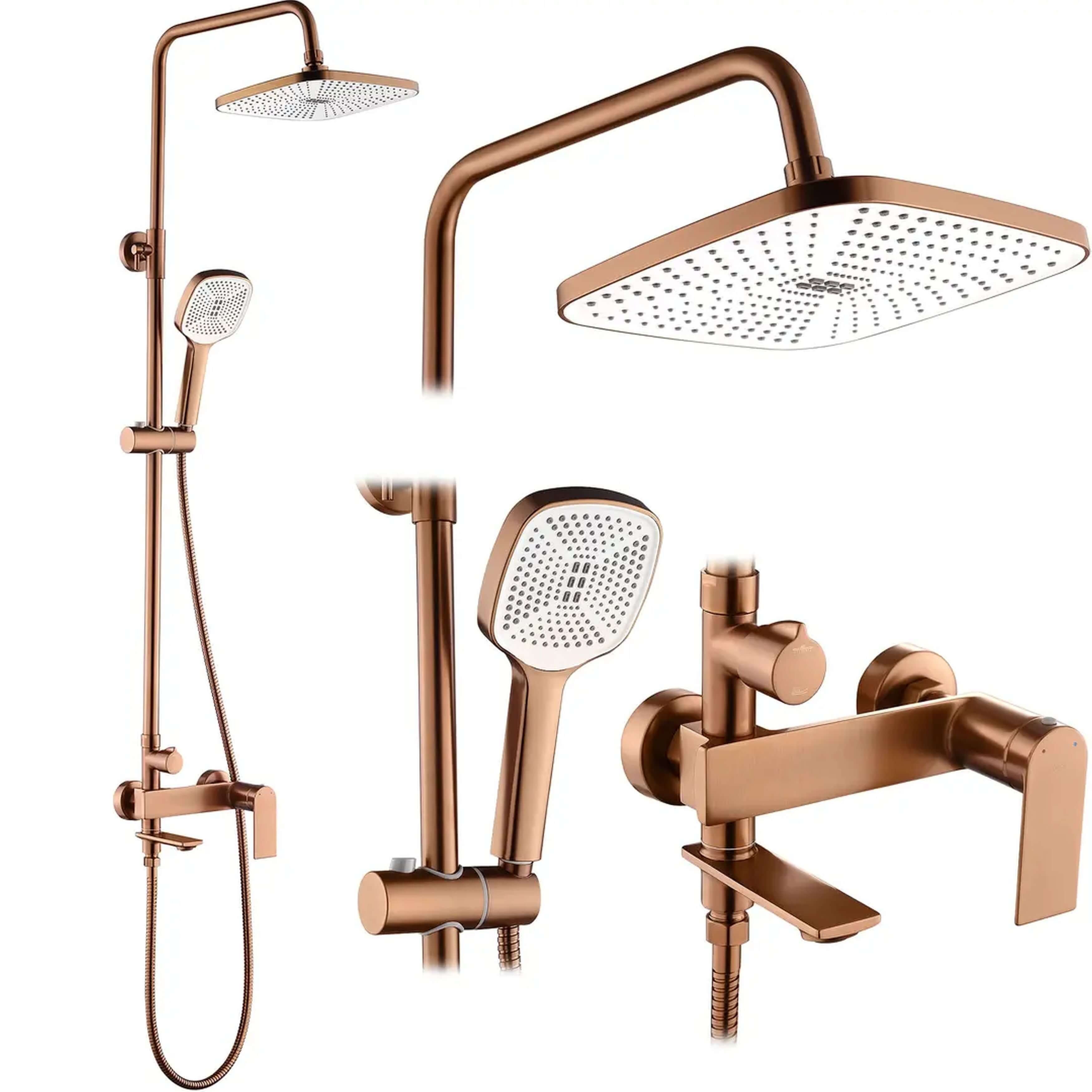 Rea Storm conjunto bañera/ducha a pared con rociador con efecto lluvia cobre REA-P3000