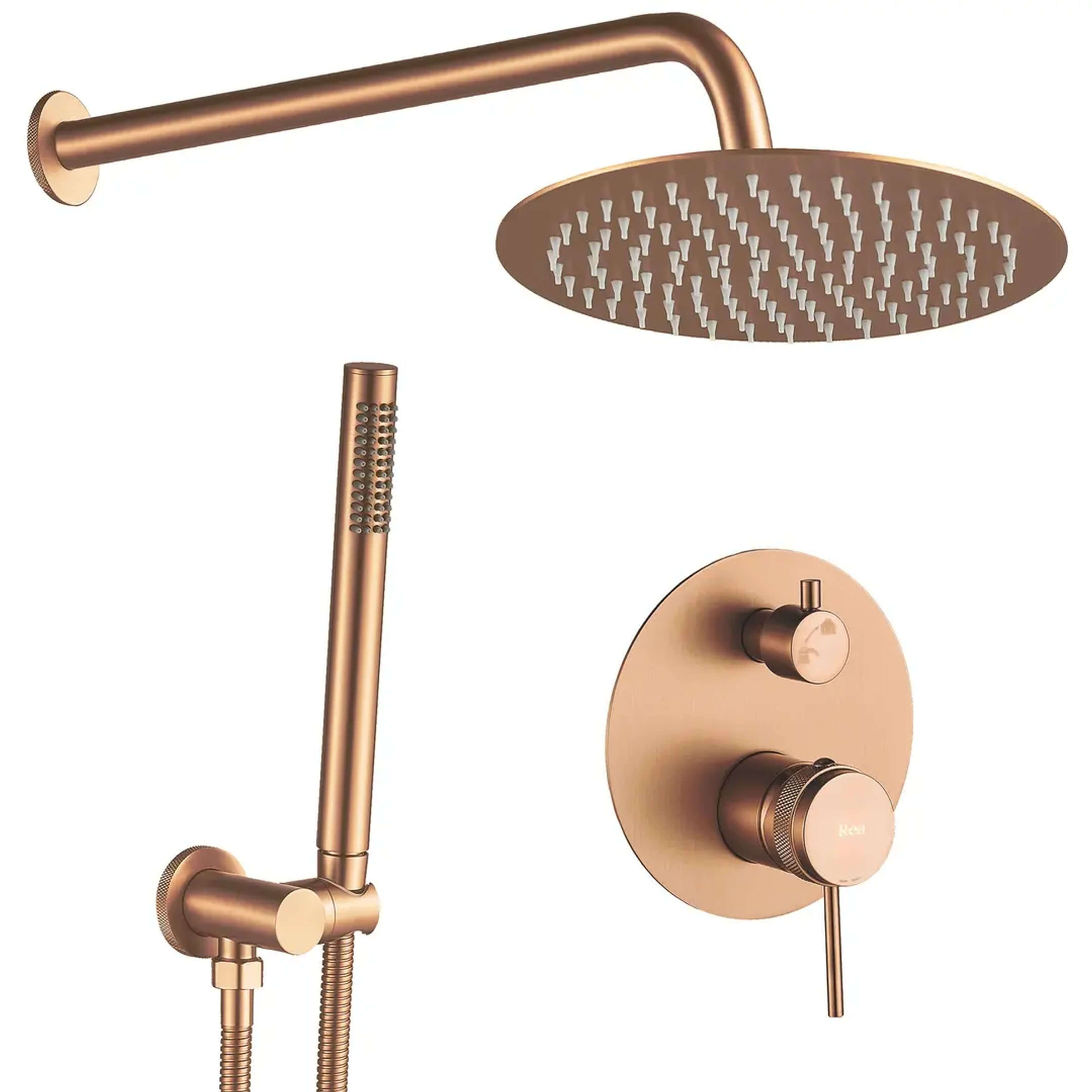 Rea Lungo Grip conjunto de ducha empotrado con rociador con efecto lluvia cobre REA-P5651
