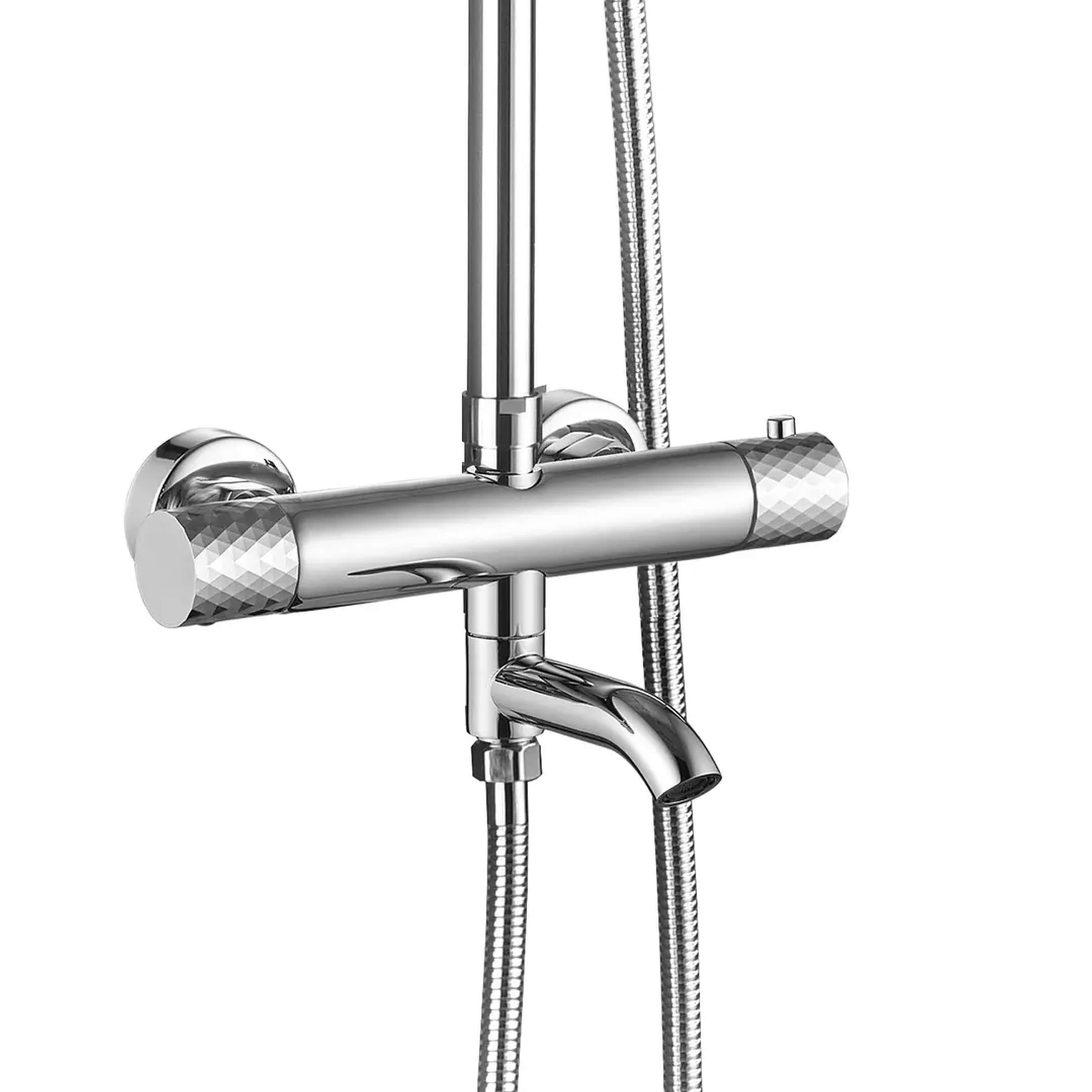 Rea Lungo conjunto bañera/ducha a pared con termostato con rociador con efecto lluvia cromo REA-P5961