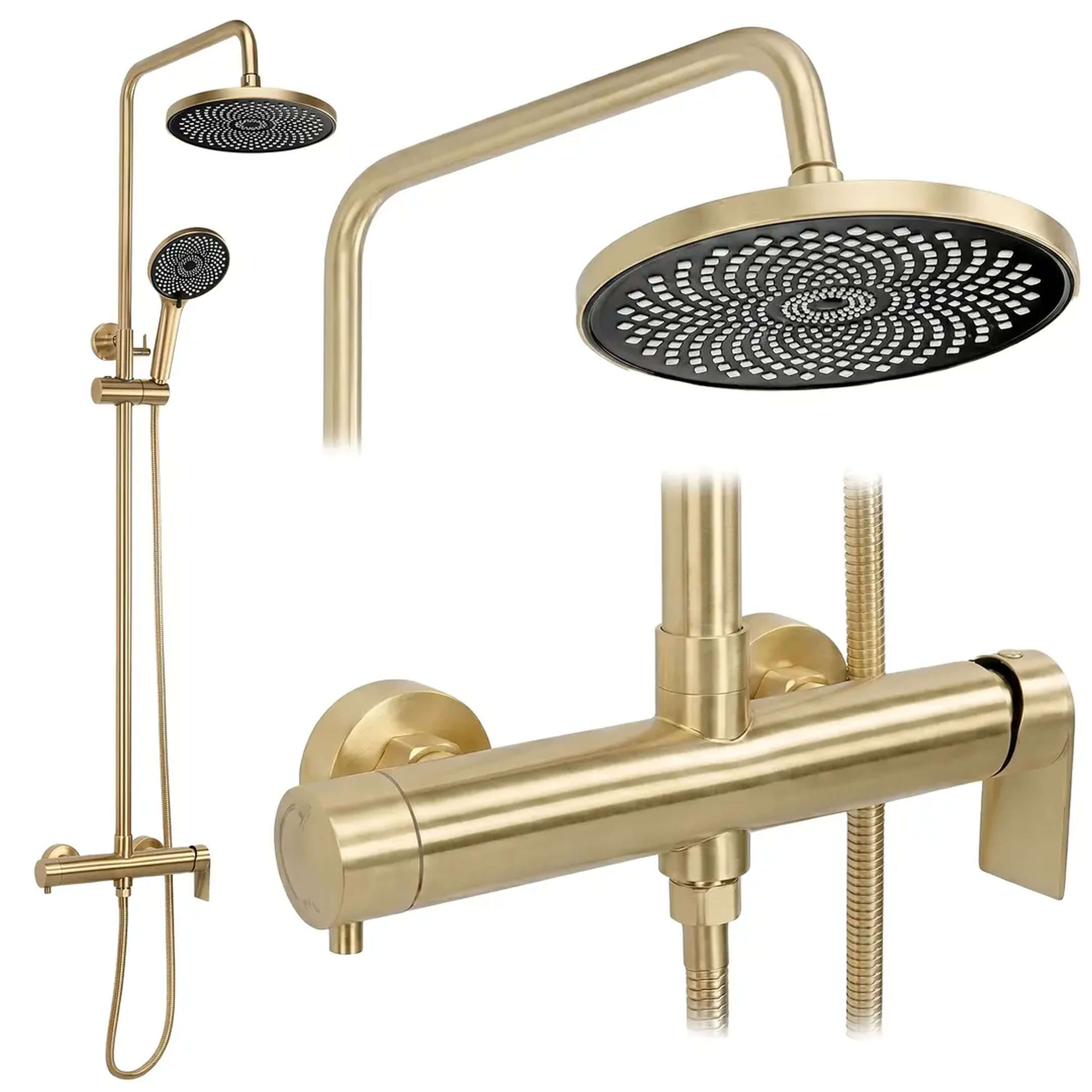 Rea Hunter conjunto de ducha a pared con rociador con efecto lluvia oro REA-P8717