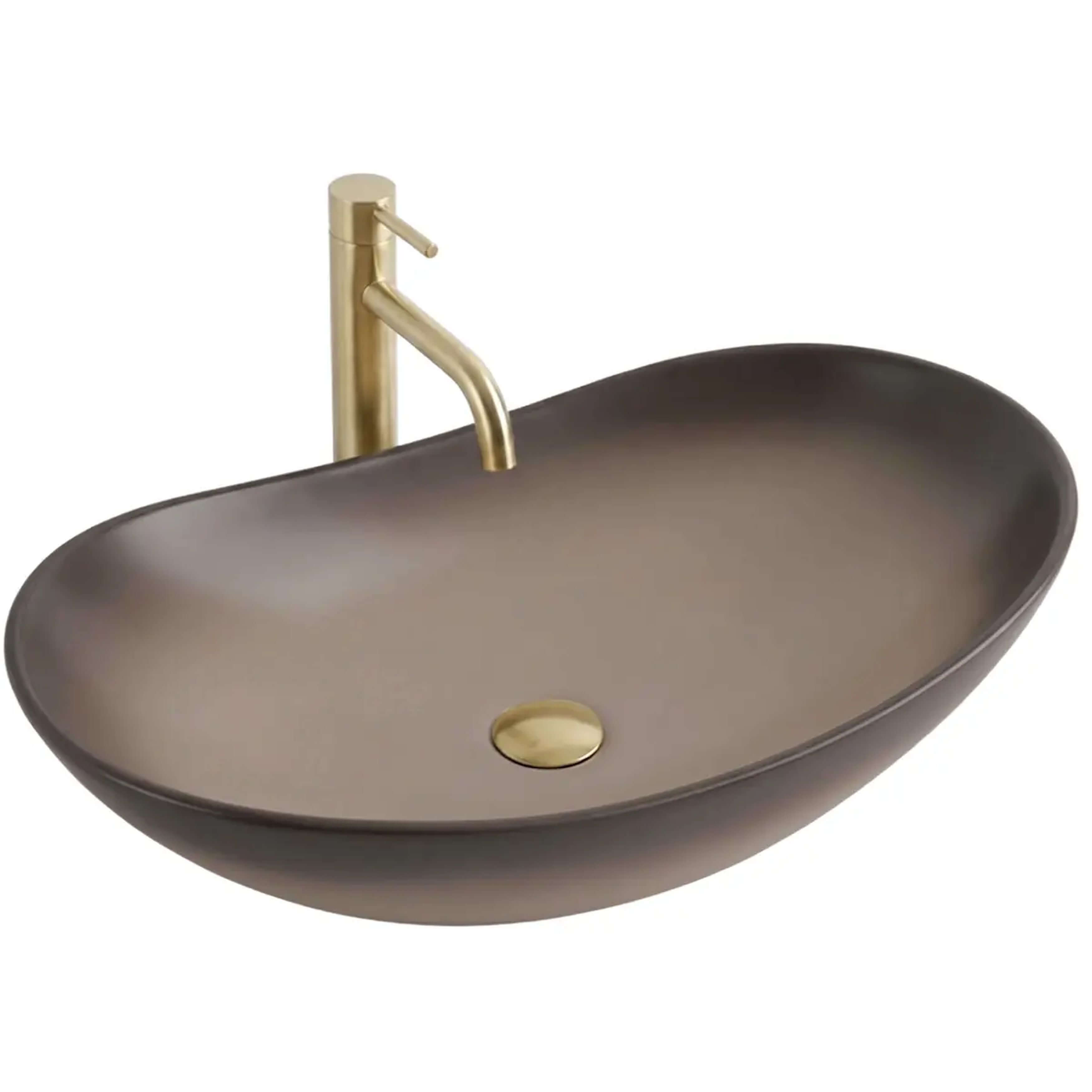 Rea Royal lavabo 61.5x36 cm oval sobre encimera marrón/beige mate REA-U0626