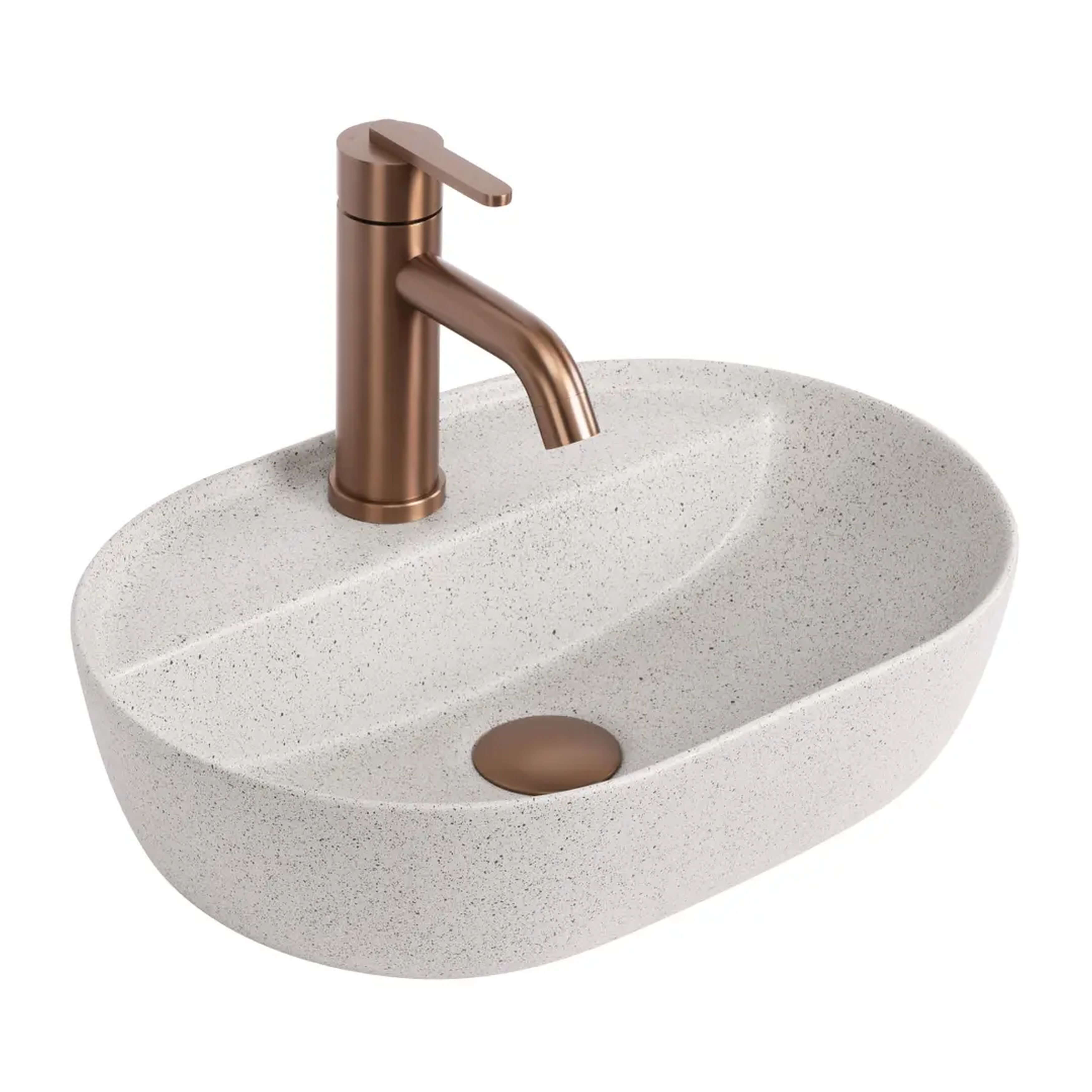 Rea Aura lavabo 42x30 cm oval sobre encimera marrón/beige mate REA-U3226