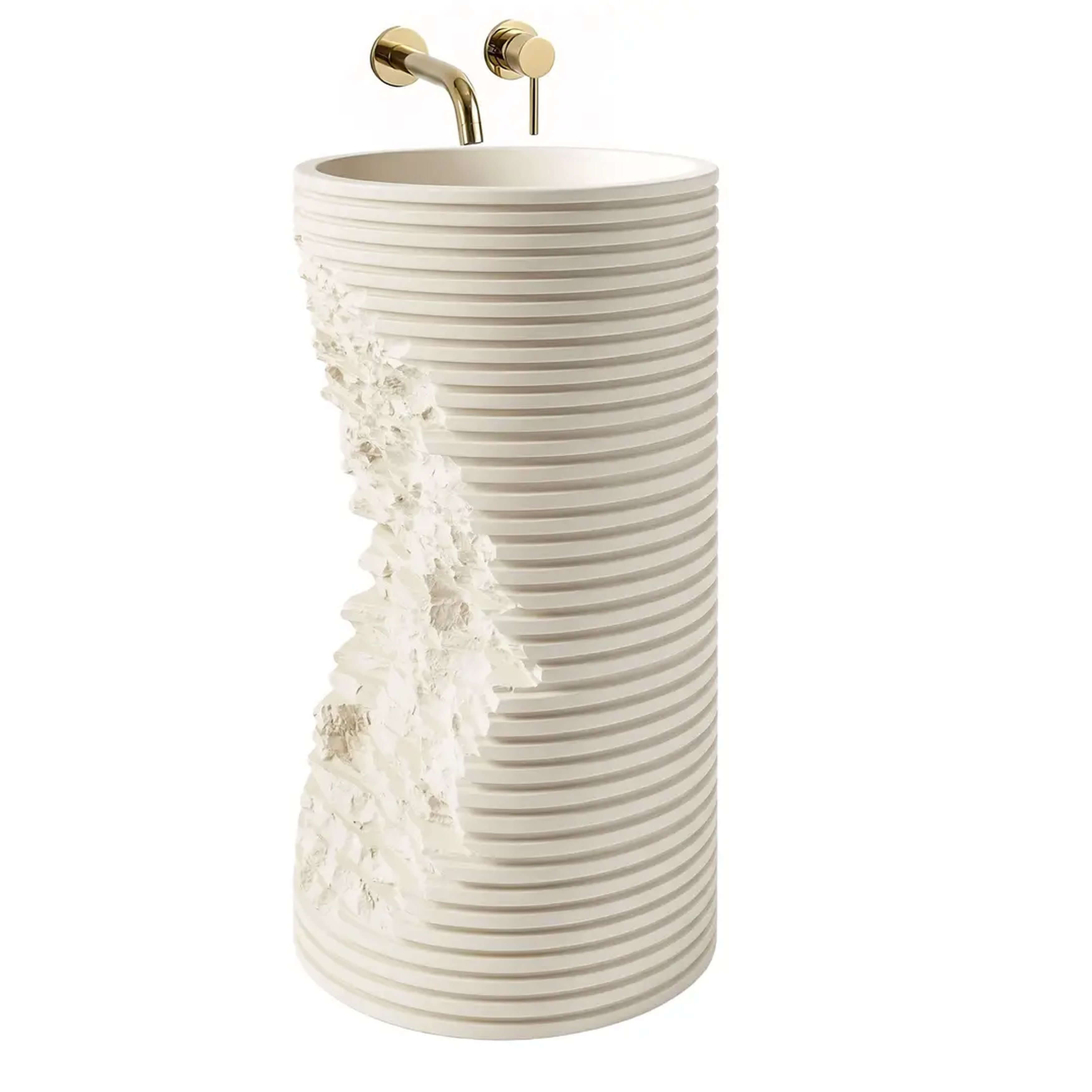 Rea Travena lavabo 41x41 cm circular exento marrón/beige mate REA-U3533