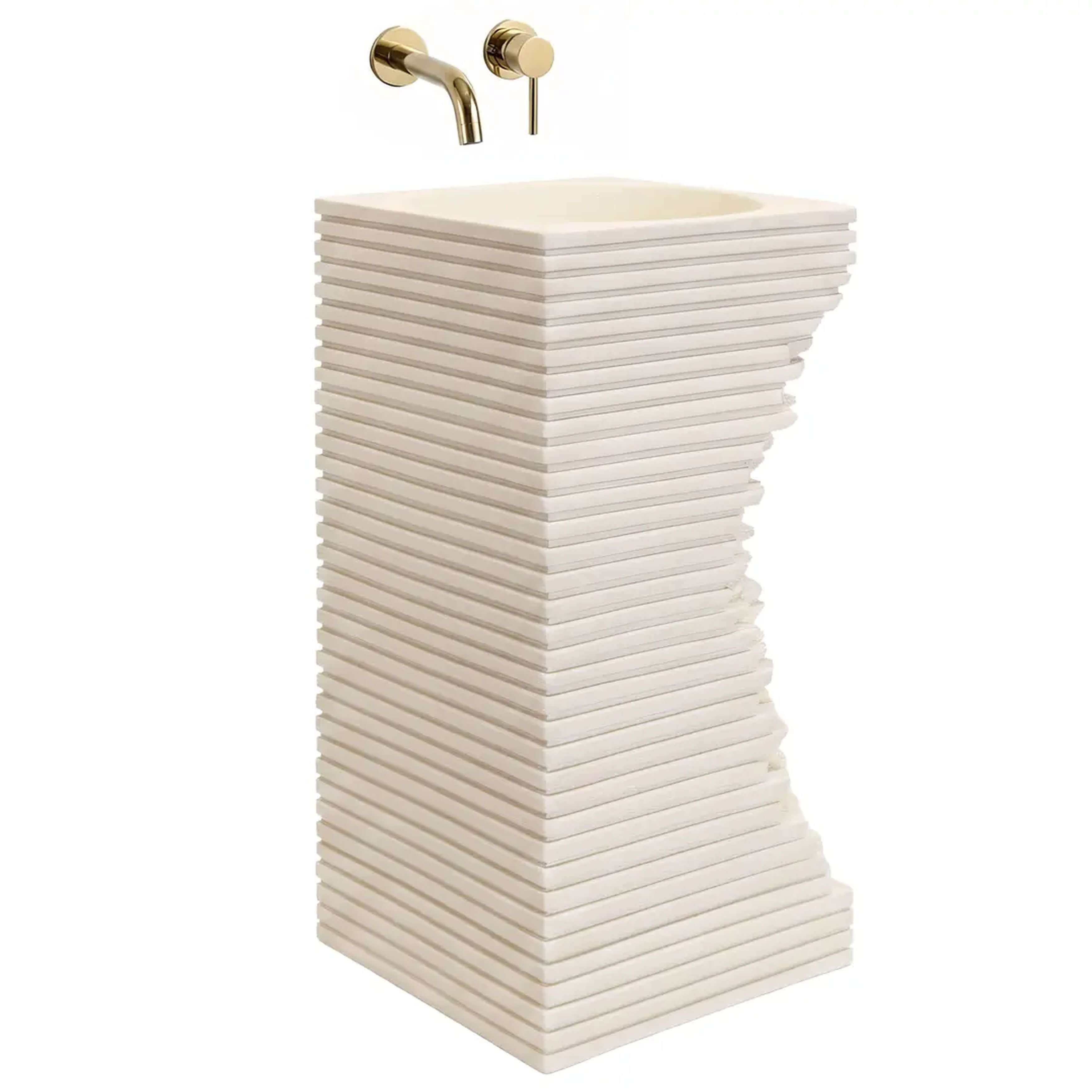 Rea Travena lavabo 40x40 cm circular exento marrón/beige mate REA-U3534