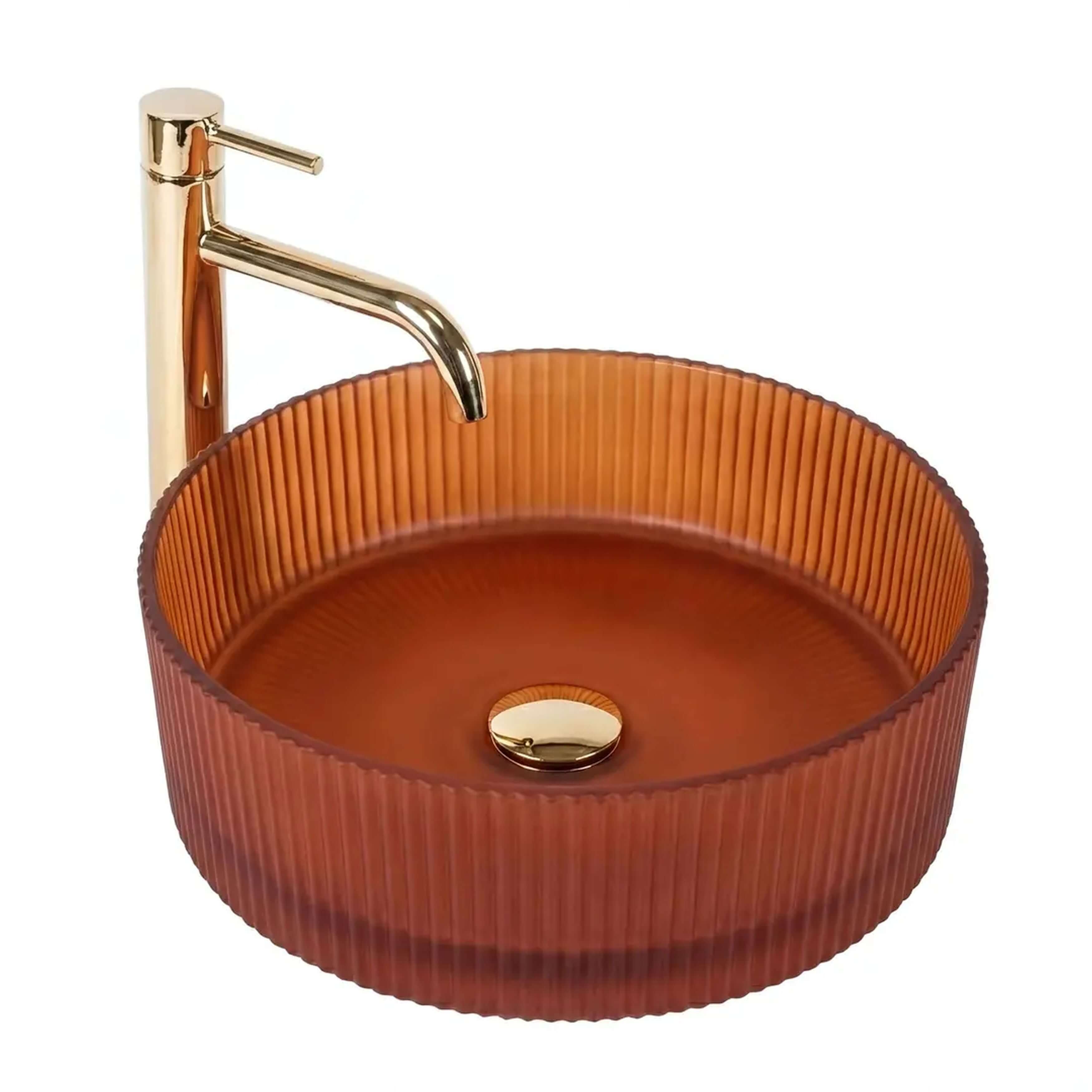 Rea Suri lavabo 36x36 cm circular sobre encimera marrón/beige mate REA-U3613