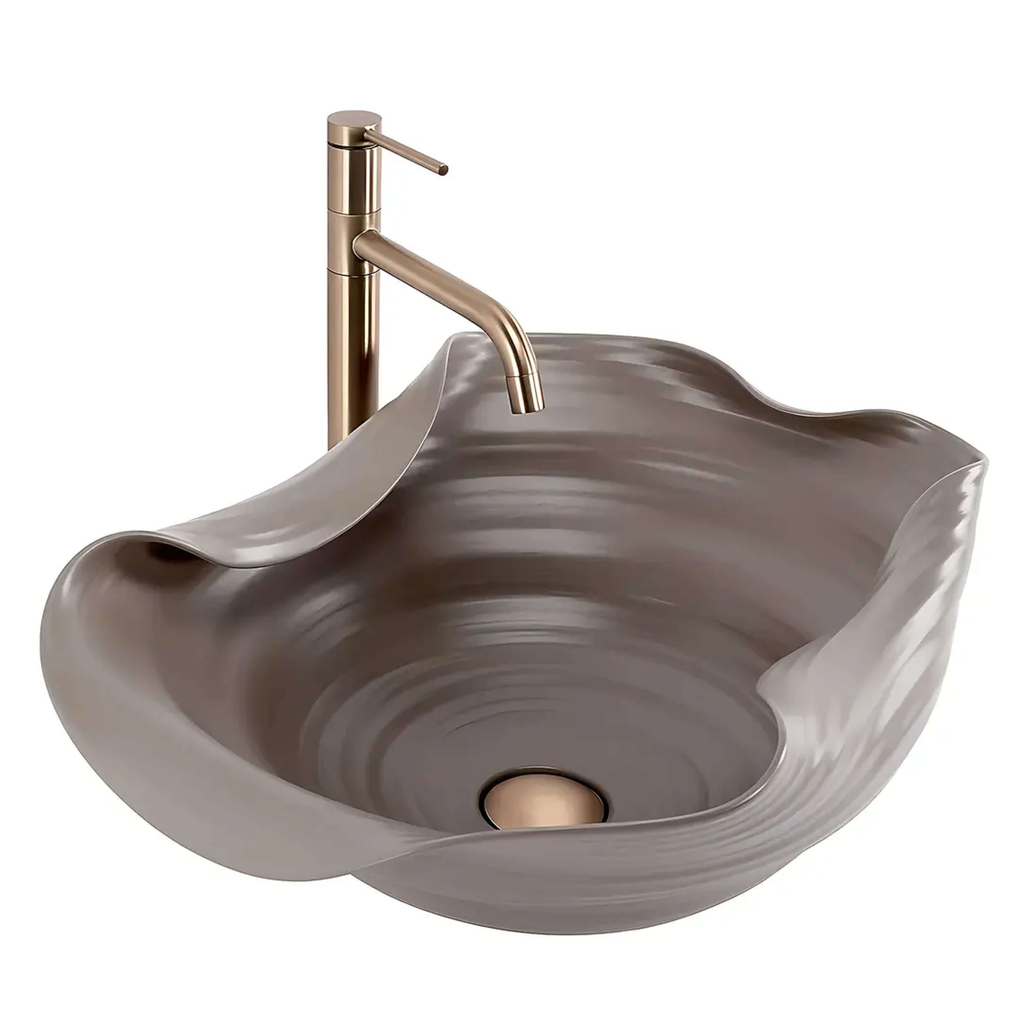 Rea HM Handmande lavabo 50x38 cm sobre encimera marrón/beige mate REA-U6324