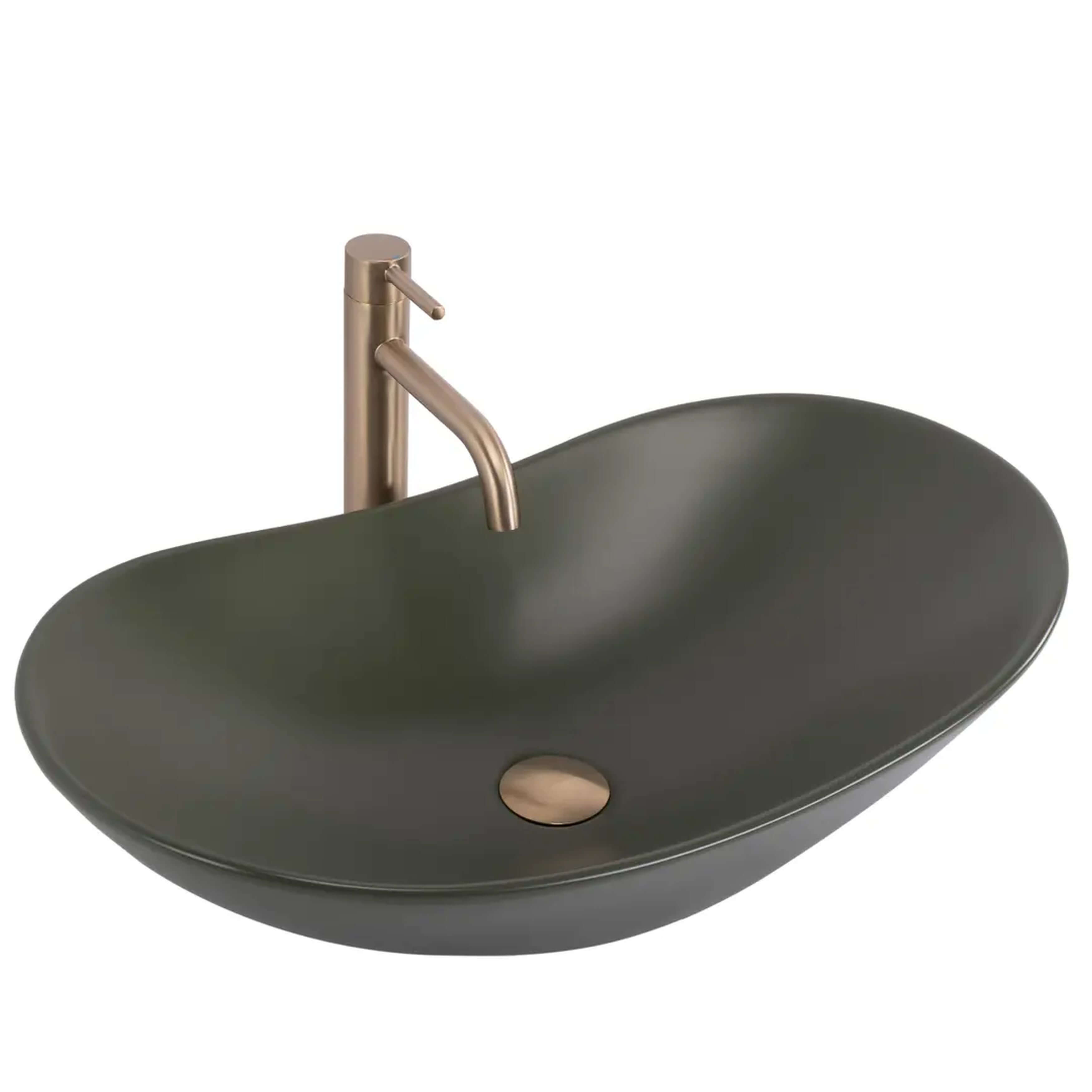 Rea Royal lavabo 61.5x35.5 cm oval sobre encimera verde mate REA-U6372