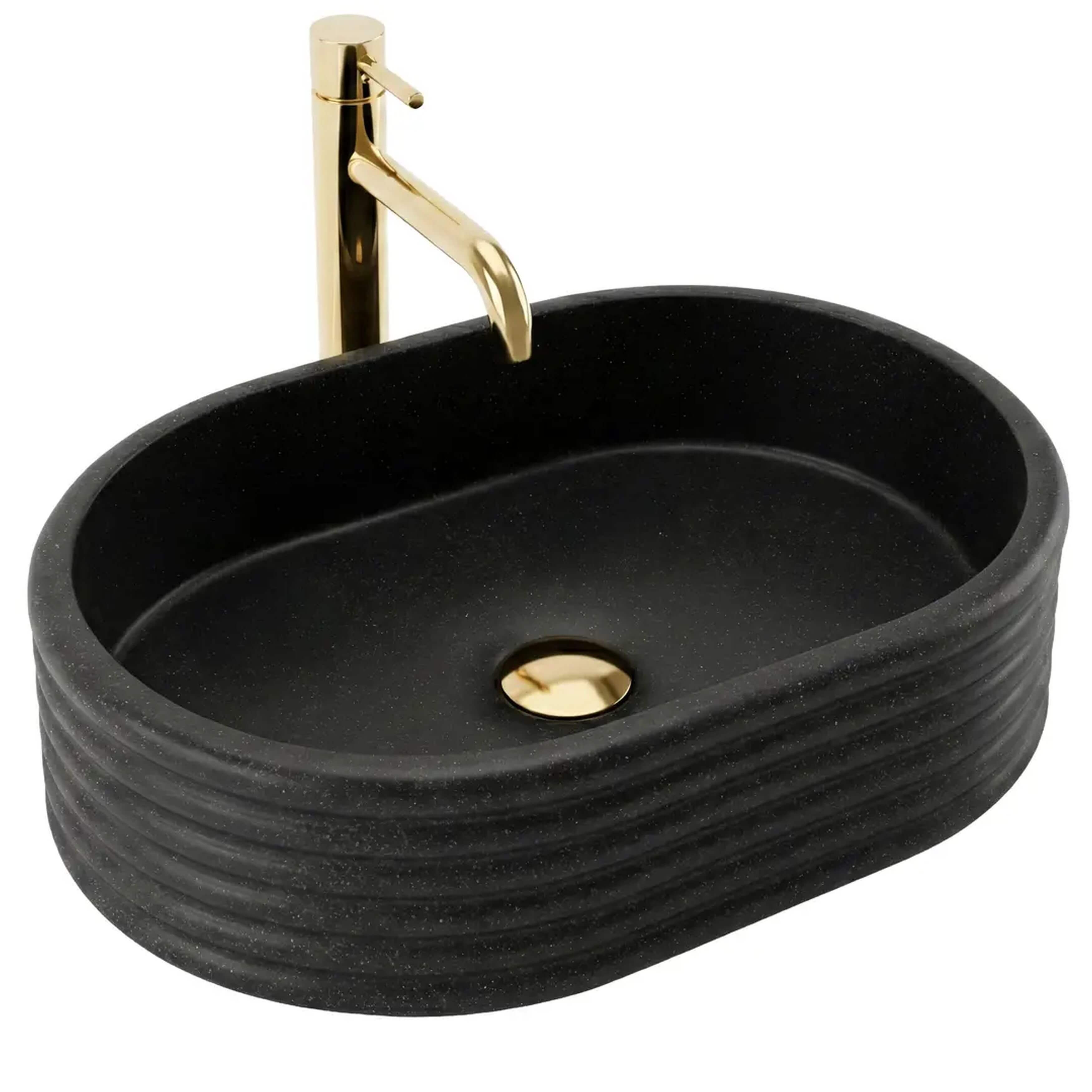 Rea Nicoletta lavabo 50x36 cm oval sobre encimera negro mate REA-U7345