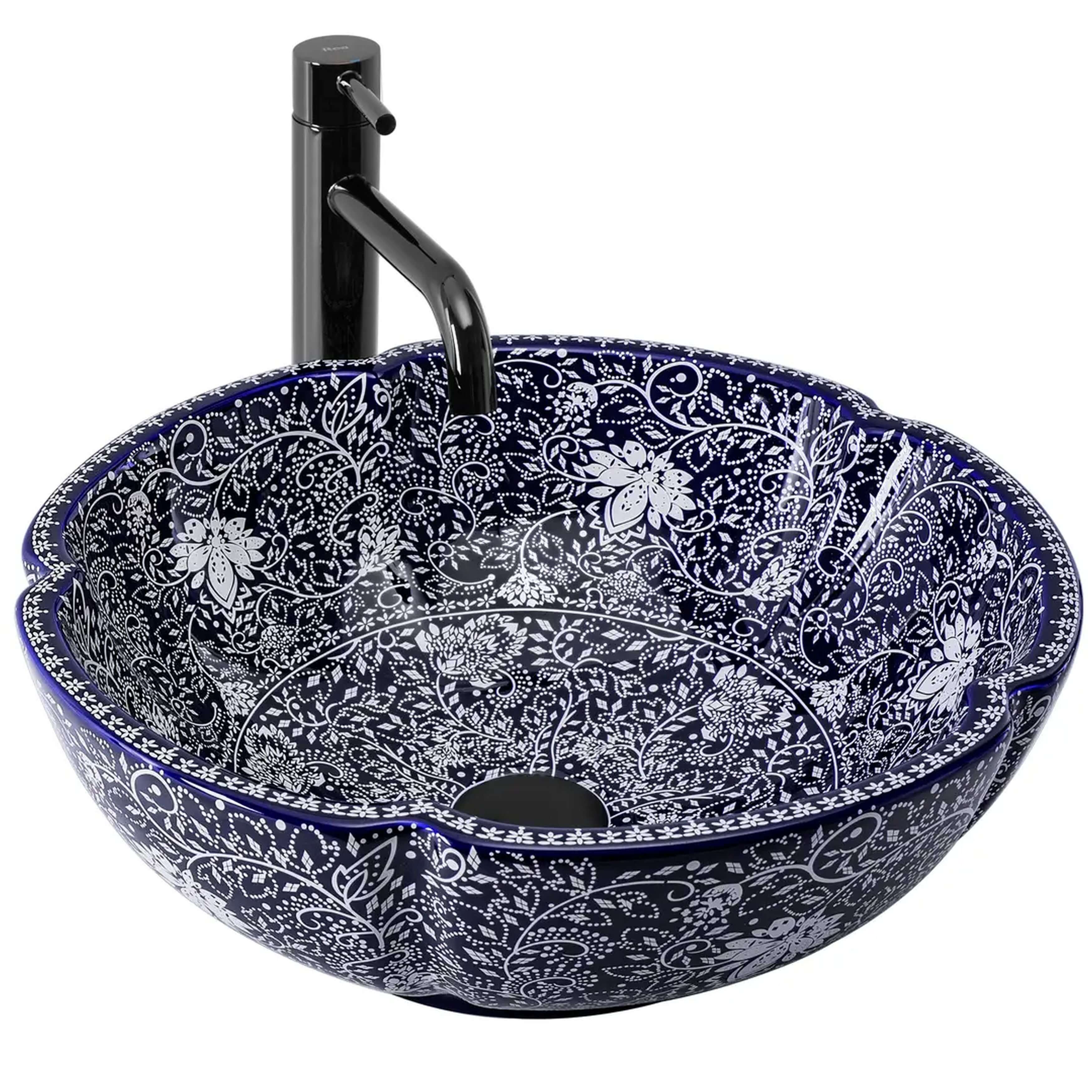 Rea Sevilla lavabo 42.5x42.5 cm circular sobre encimera azul brillante REA-U7505