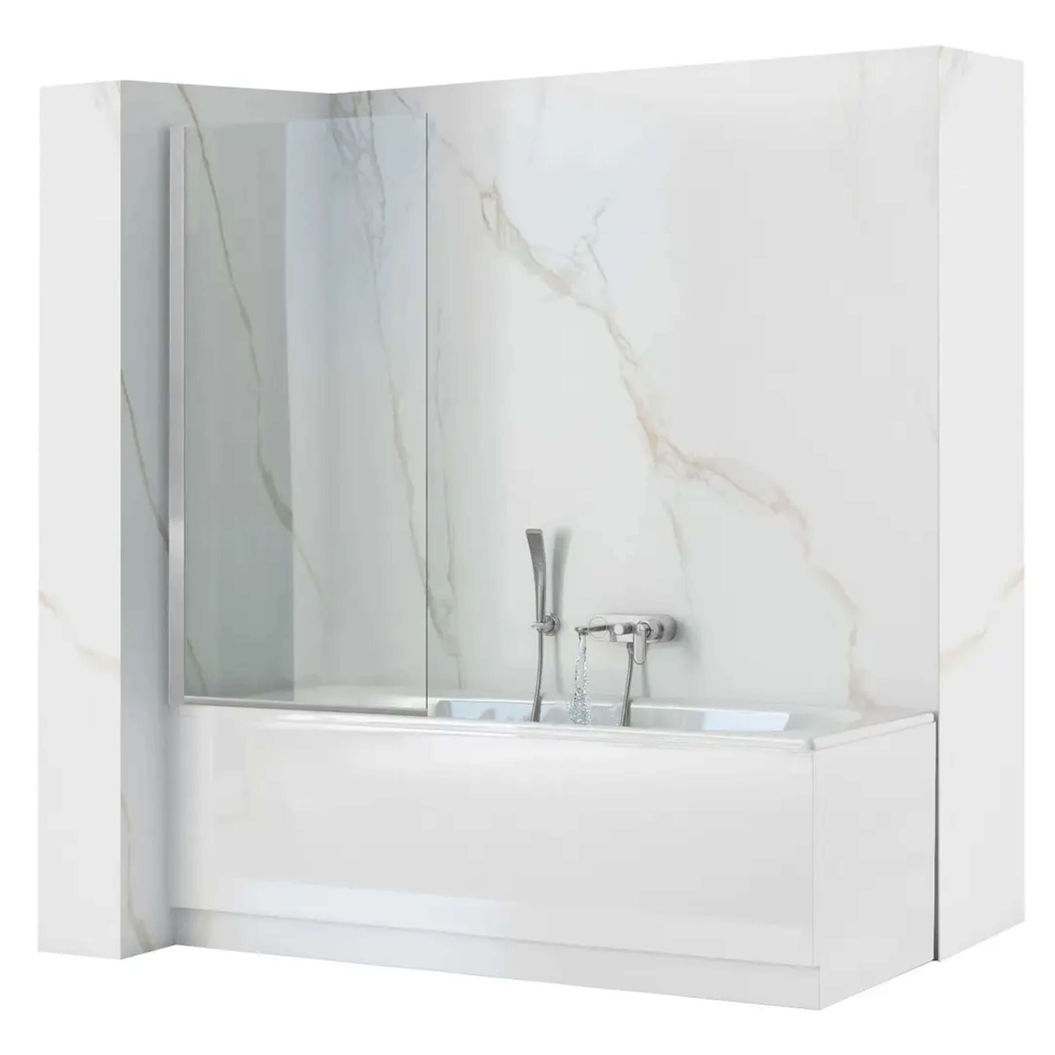 Rea Lagos mampara de bañera 80 cm una pieza cromo /vidrio transparente REA-W5630
