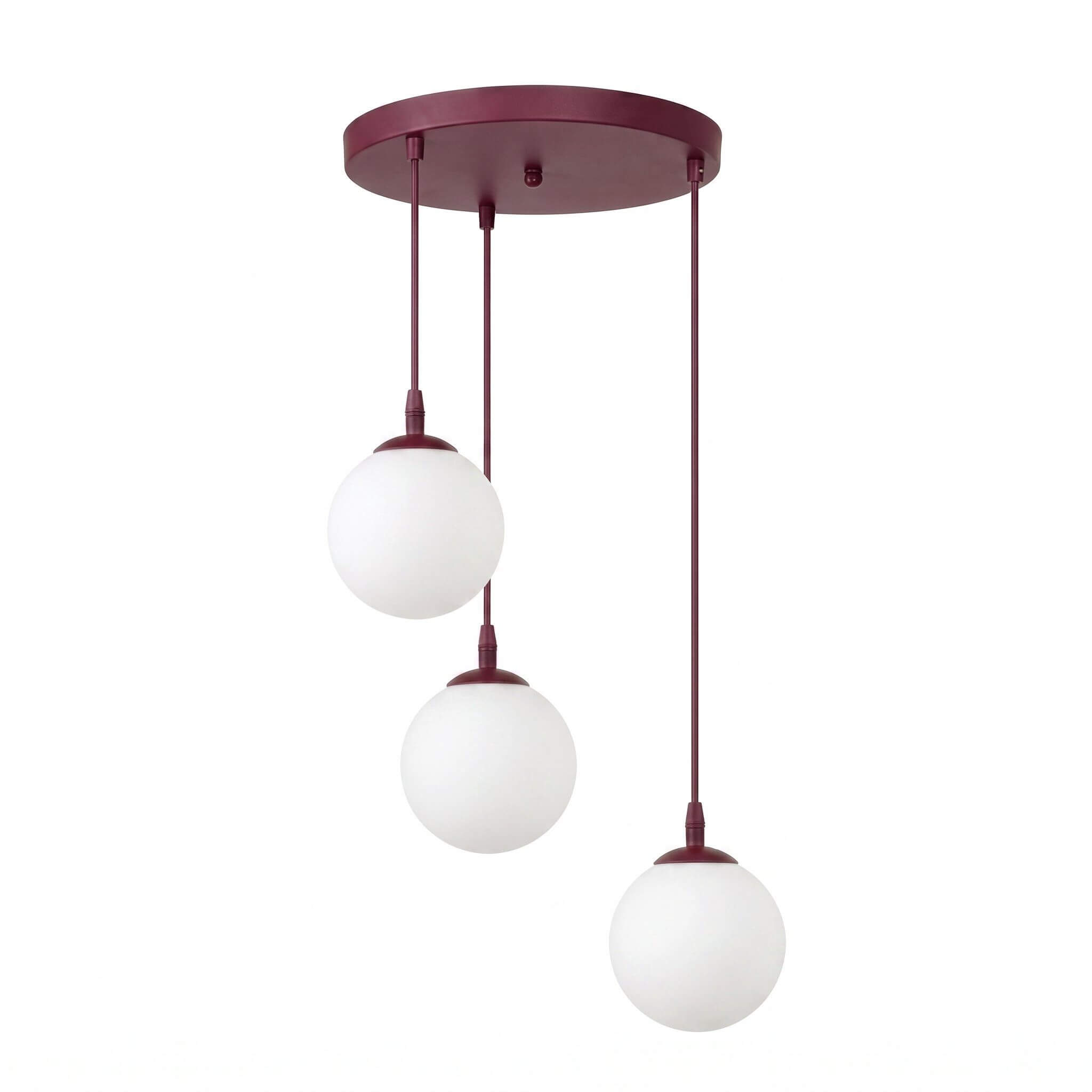Emibig Cosmo lámpara colgante 3x10 W blanco-burdeos 1789/3PREM