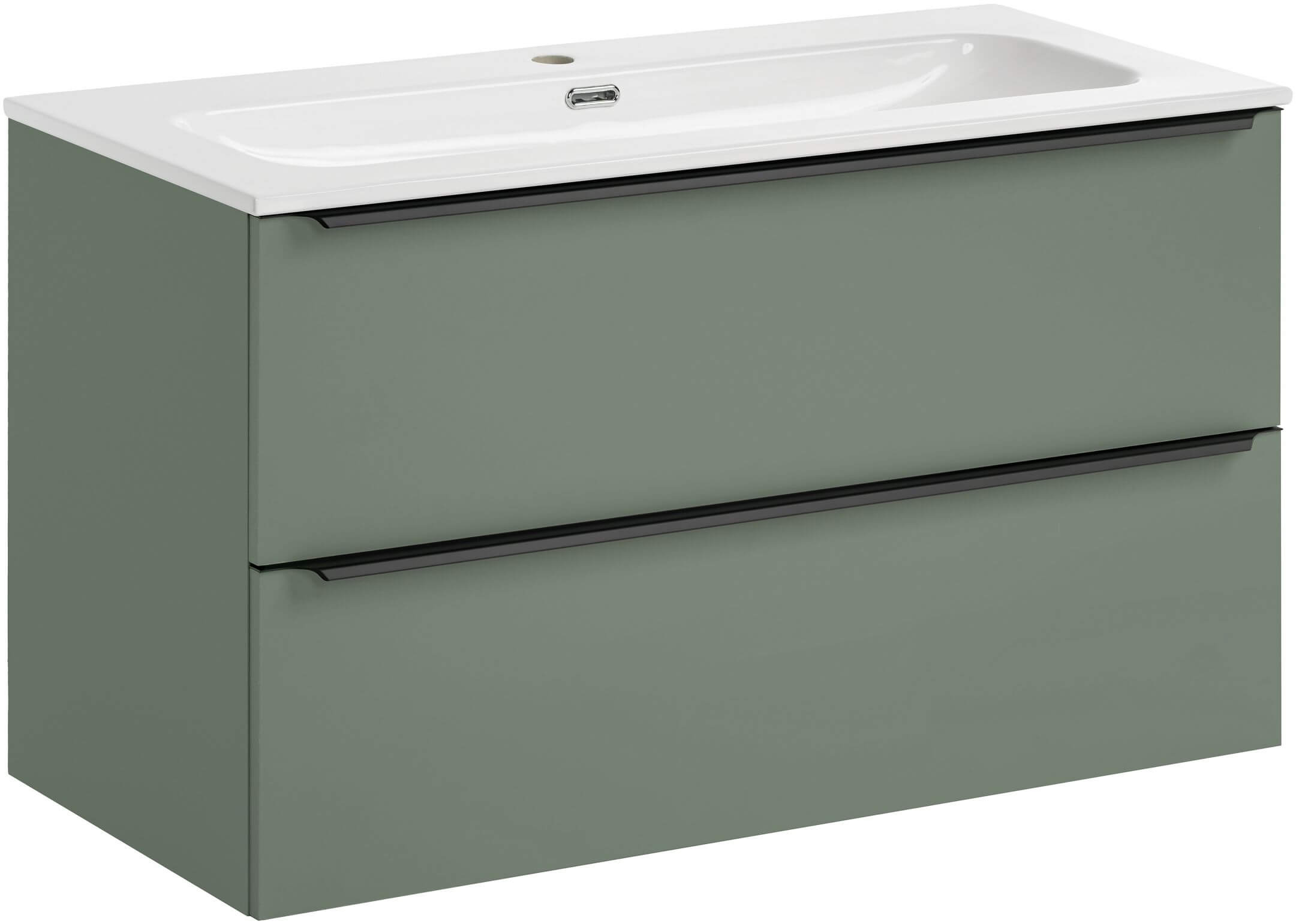 Conjunto armario Comad Sombra Green SOMBRA GREEN 82-100-46-2S, lavabo Comad Fly FLY WHITE GLOSS UM 100-46 DP ( E-8073-100 )