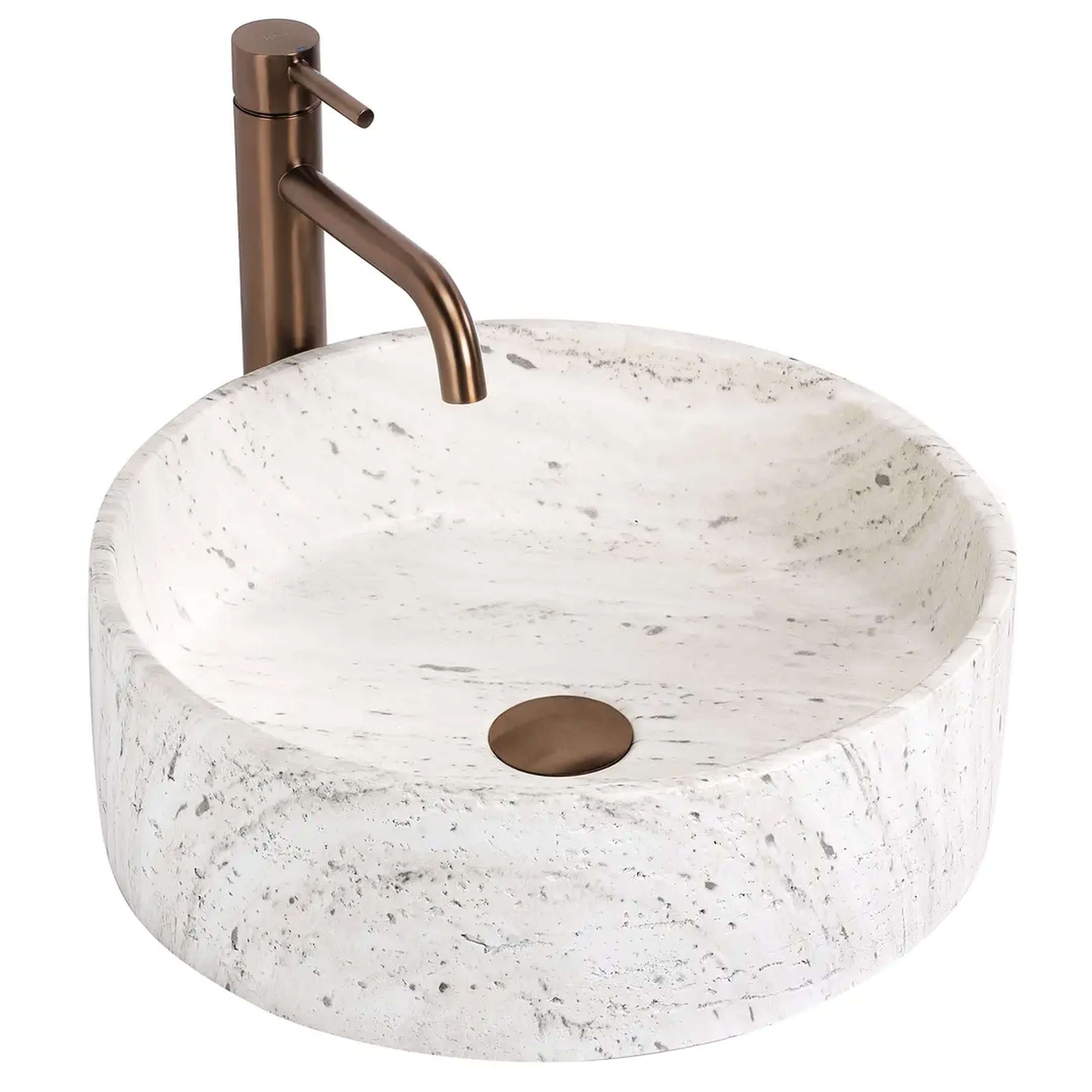 Rea Destiny lavabo 39x39 cm circular sobre encimera blanco-gris/piedra mate REA-U3502