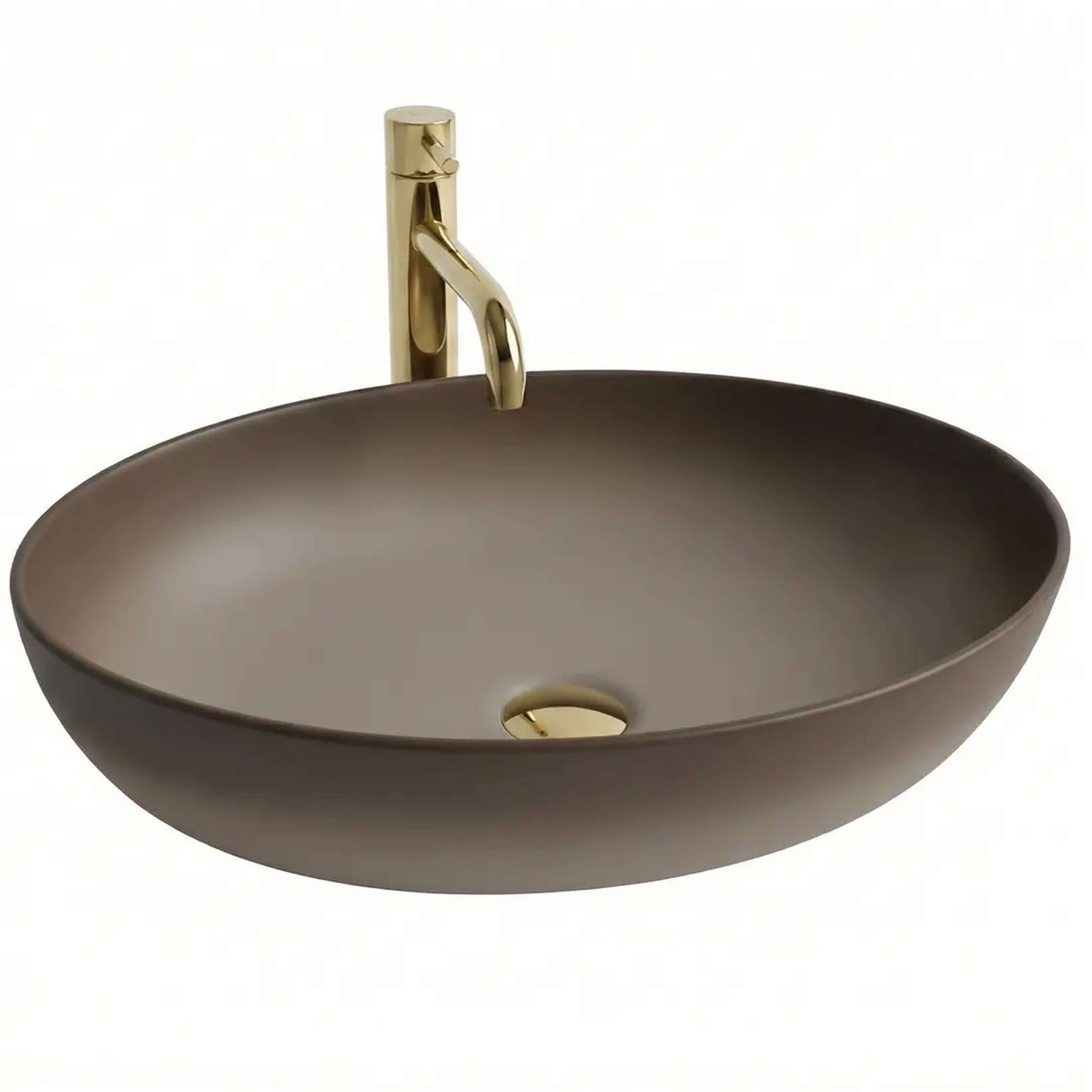 Rea Carola Ombre lavabo 51.5x39 cm oval sobre encimera marrón/beige mate REA-U0627