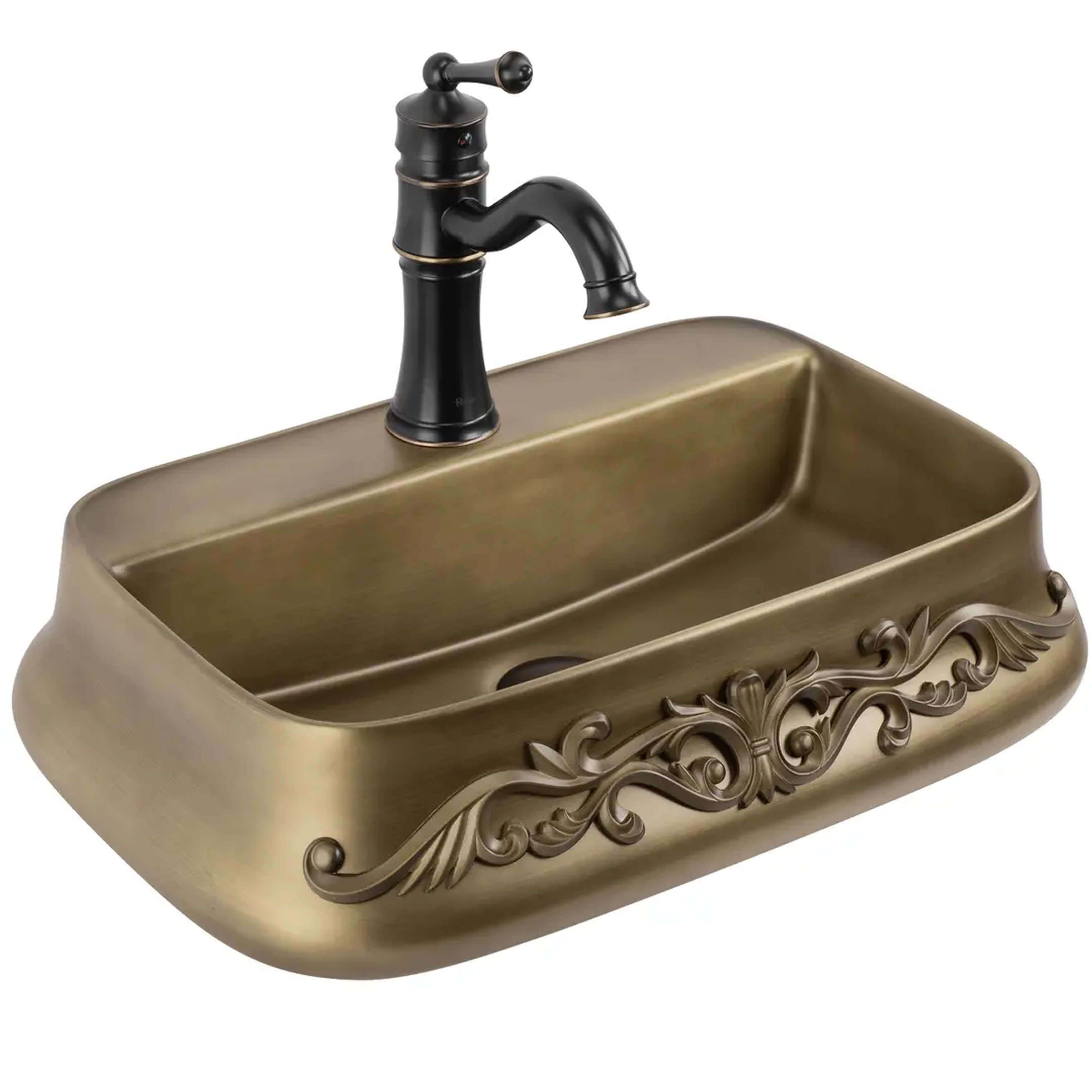 Rea Castel lavabo 54x38 cm rectangular sobre encimera marrón/beige mate REA-U3508