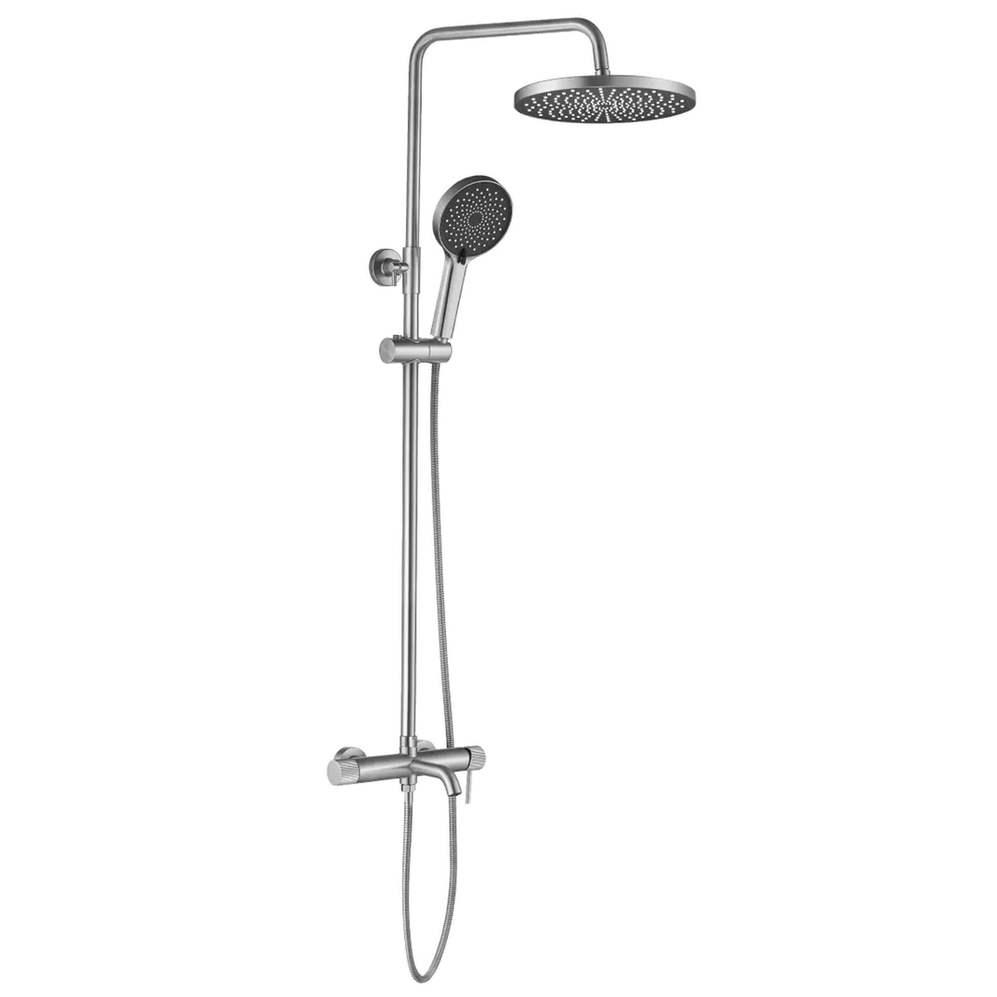 Rea Lungo Stripe conjunto bañera/ducha a pared con rociador con efecto lluvia acero REA-P9491