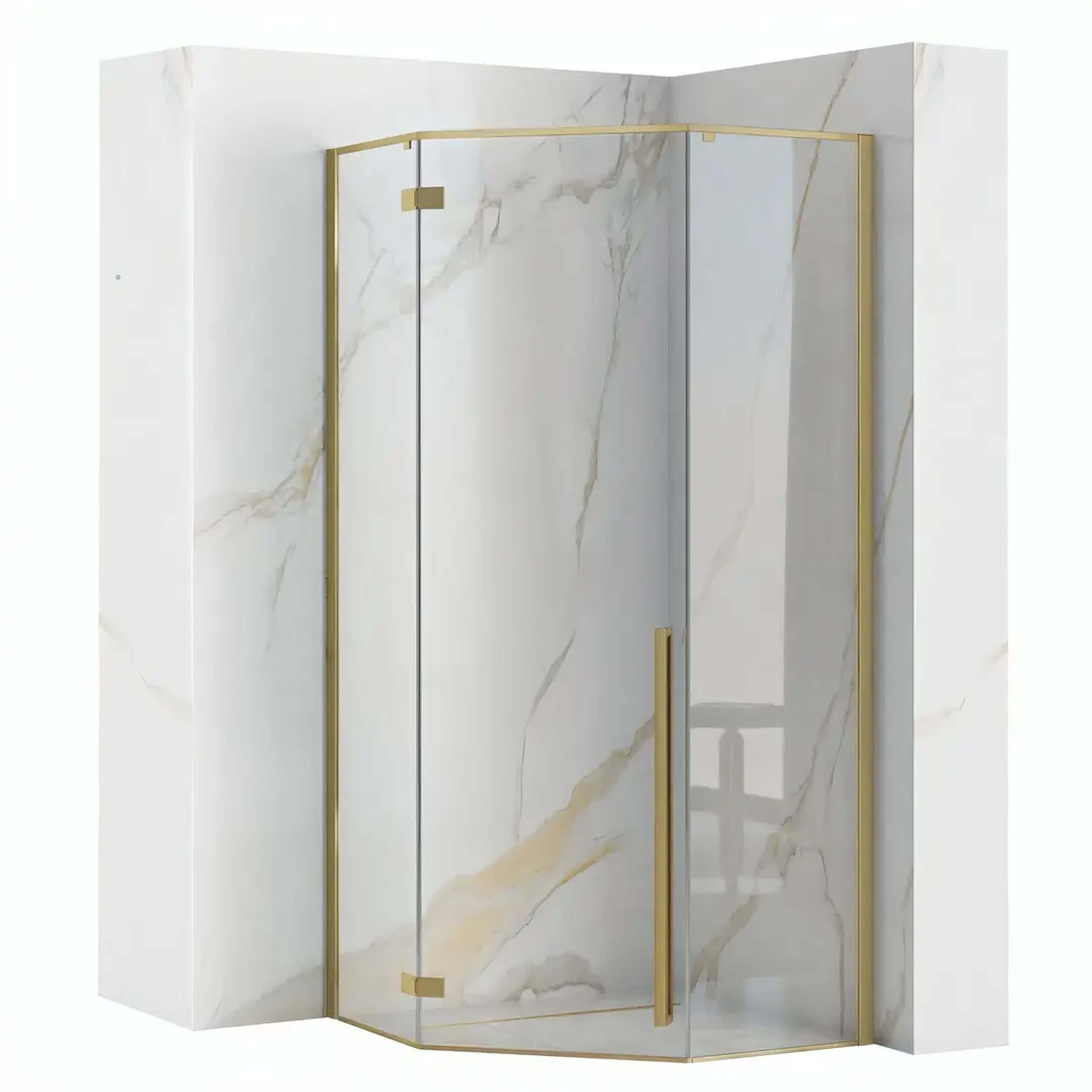 Rea Diamond cabina de ducha 100x100 cm oro cepillado/vidrio transparente REA-K5684