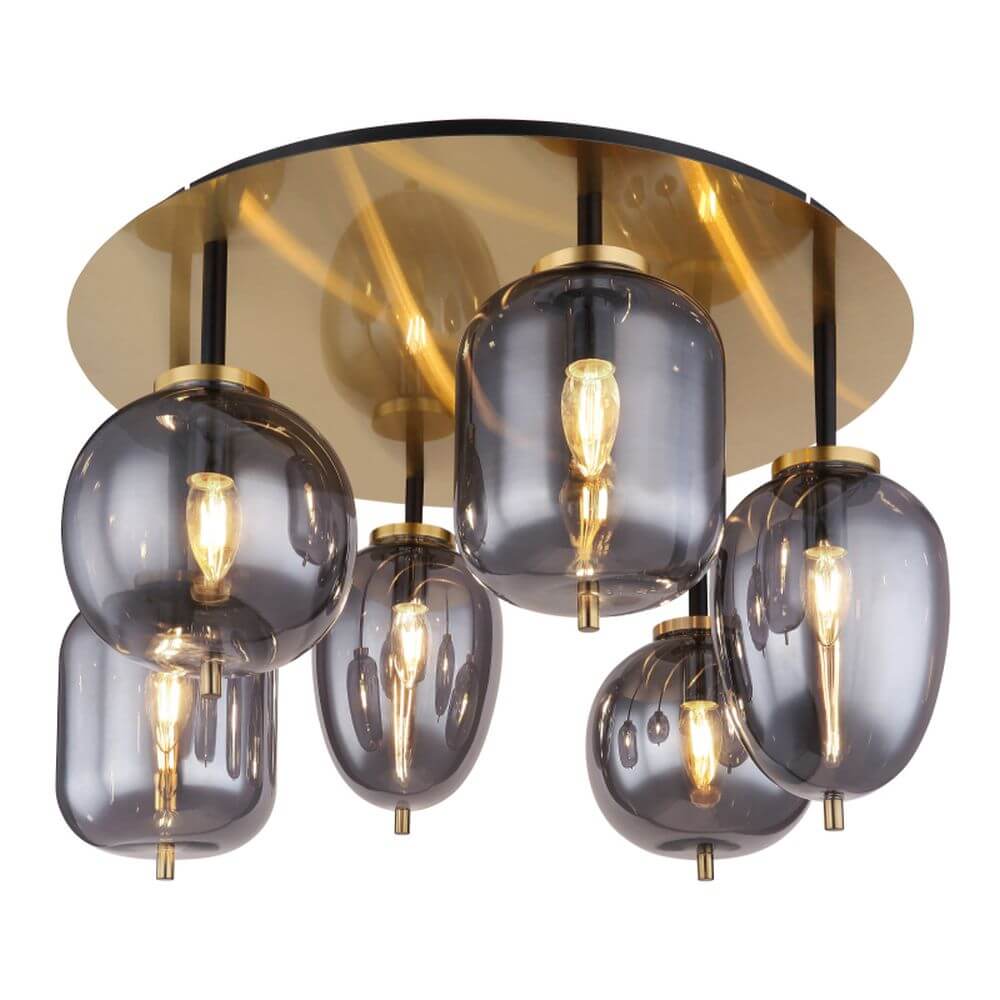 Globo Lighting Blacky I lámpara de techo 6x40 W latón-ahumado 15345-6DMM