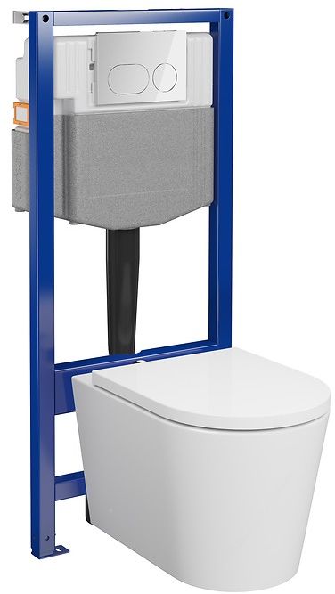 Cersanit Essentials conjunto de inodoro con tapa y marco con pulsador S4003-047
