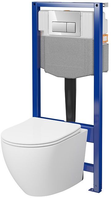 Cersanit Essentials conjunto de inodoro con tapa y marco con pulsador S4003-049