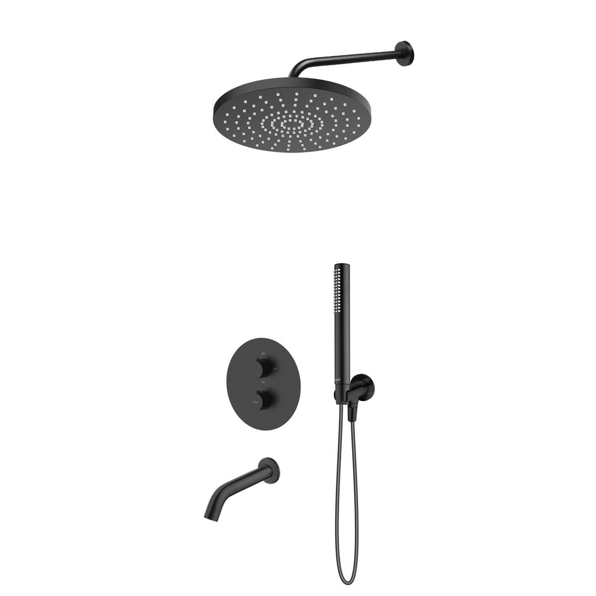 Conjunto grifo de bañera y ducha Oltens Katla 34600300, ducha con efecto lluvia Oltens Alvo 37011300, 39100300, 39400300, 39304300, 37102300, 37200300
