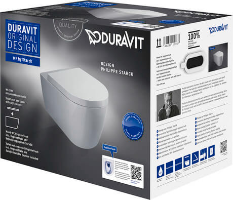 Duravit ME by Starck taza de inodoro con asiento de cierre suave suspendido sin reborde blanco 457909AAA1