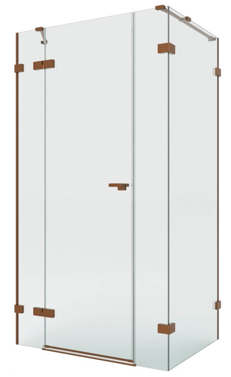 New Trendy Eventa Copper Brushed cabina de ducha 130x90 cm rectangular cobre cepillado/vidrio transparente EXK-8101