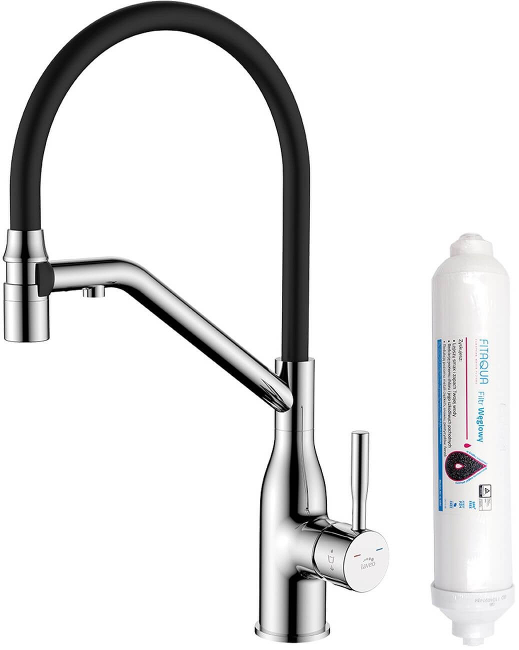 Laveo Colina 2.0 grifo de cocina con filtro de pie cromo-negro BC2B778D