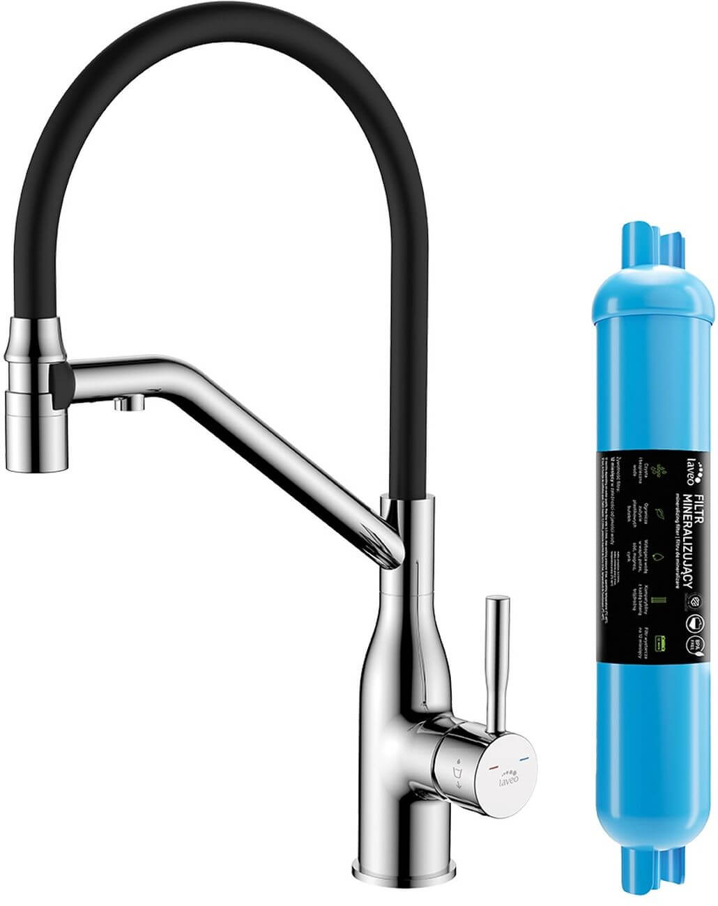 Laveo Colina 2.0 grifo de cocina con filtro de pie cromo-negro BC2C778D