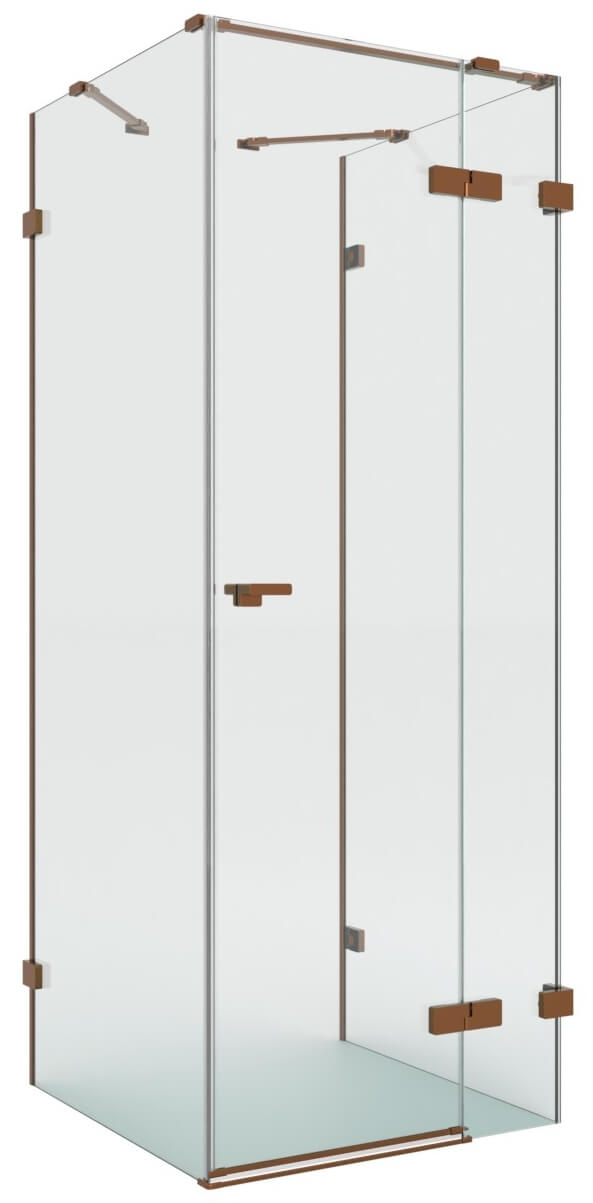 New Trendy Eventa Copper Brushed cabina de ducha 90x80 cm rectangular cobre cepillado/vidrio transparente EXK-8114